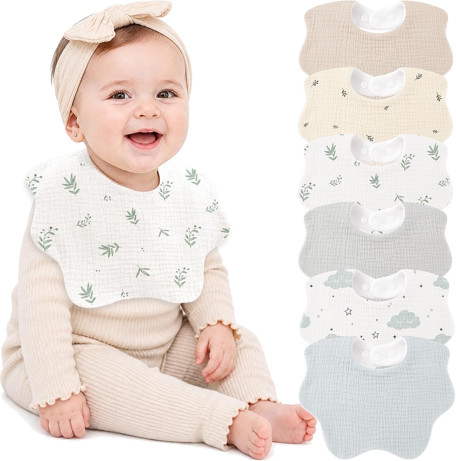 BABERO BEARMOSS MUSLIN ALGODÓN HOJAS BAMBÚ PACK 6 PIEZAS - 1