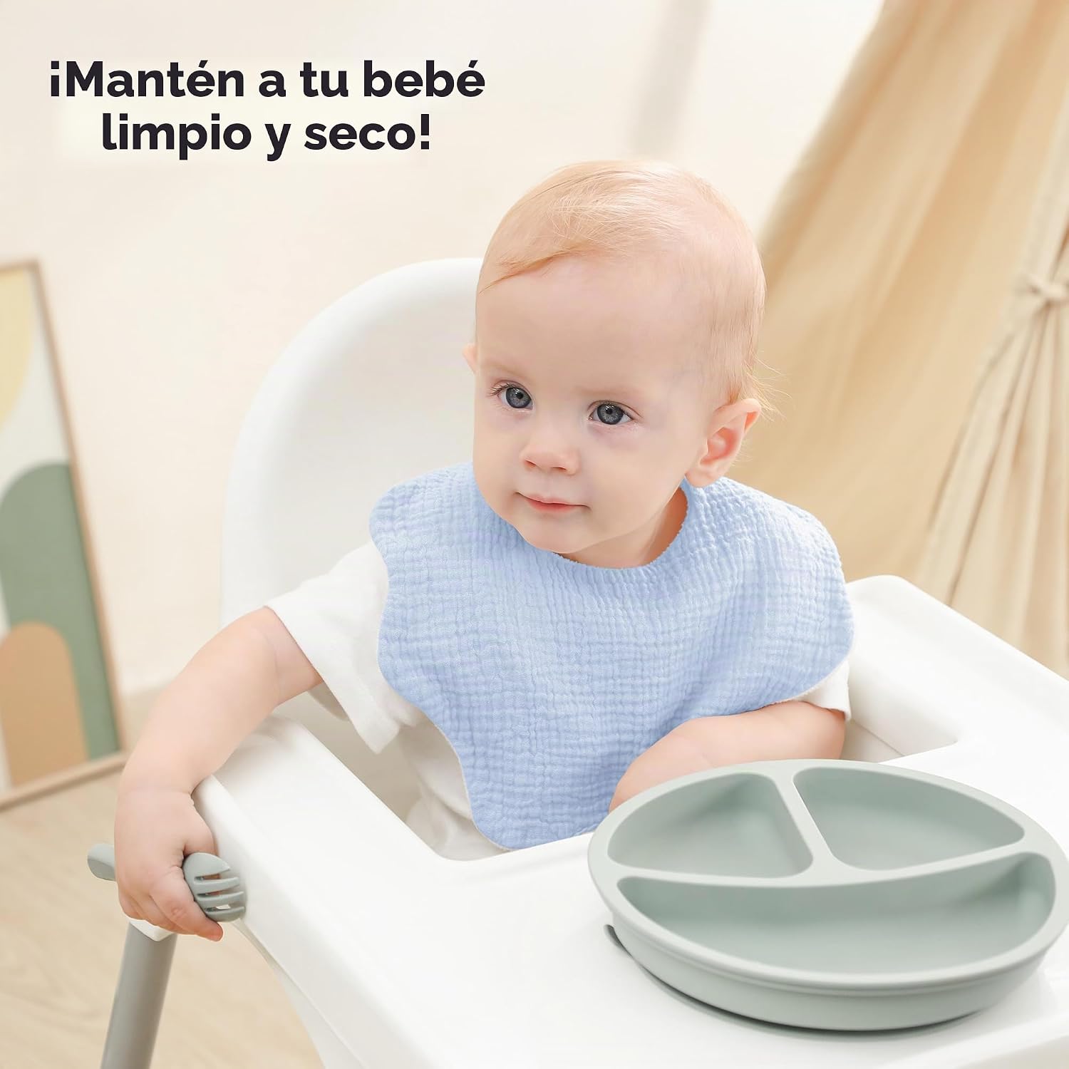 BABERO BEARMOSS MUSLIN ALGODÓN AZUL VERDOSO PACK 6 PIEZAS - 2
