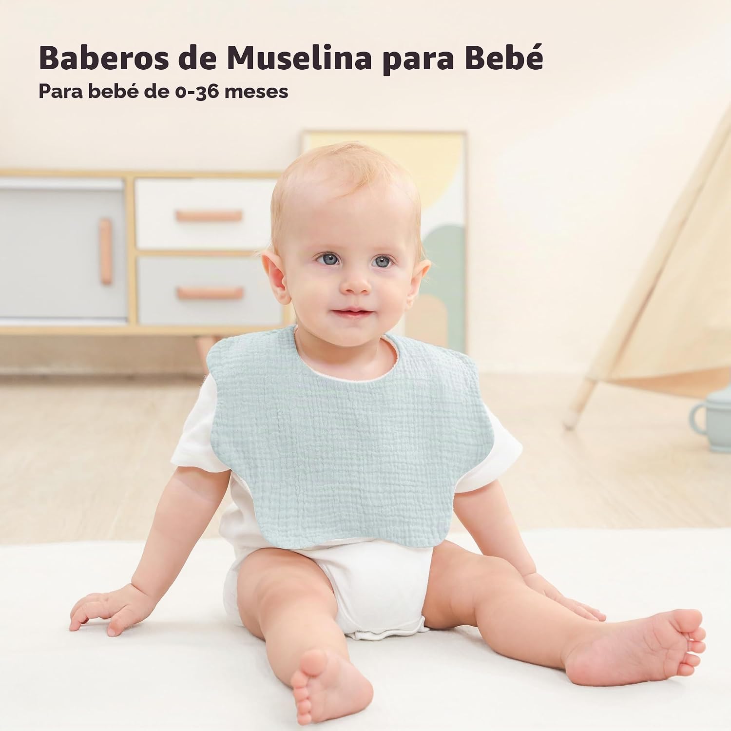 BABERO BEARMOSS MUSLIN ALGODÓN AZUL VERDOSO PACK 6 PIEZAS - 3