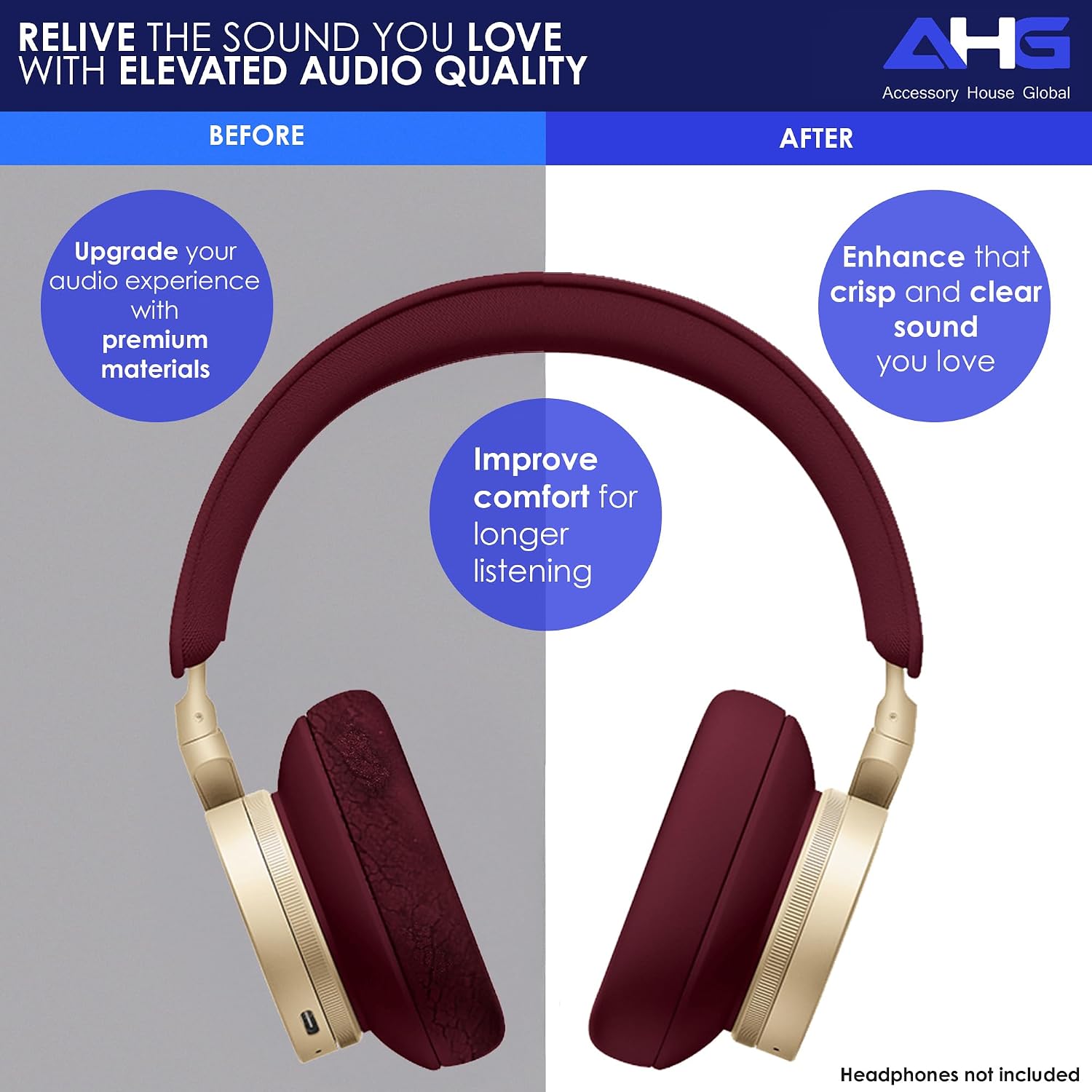 ALMOHADILLAS DE REPUESTO PARA AUDÍFONOS BANG Y OLUFSEN BEOPLAY H95 CUERO ROJO LUNAR - 4