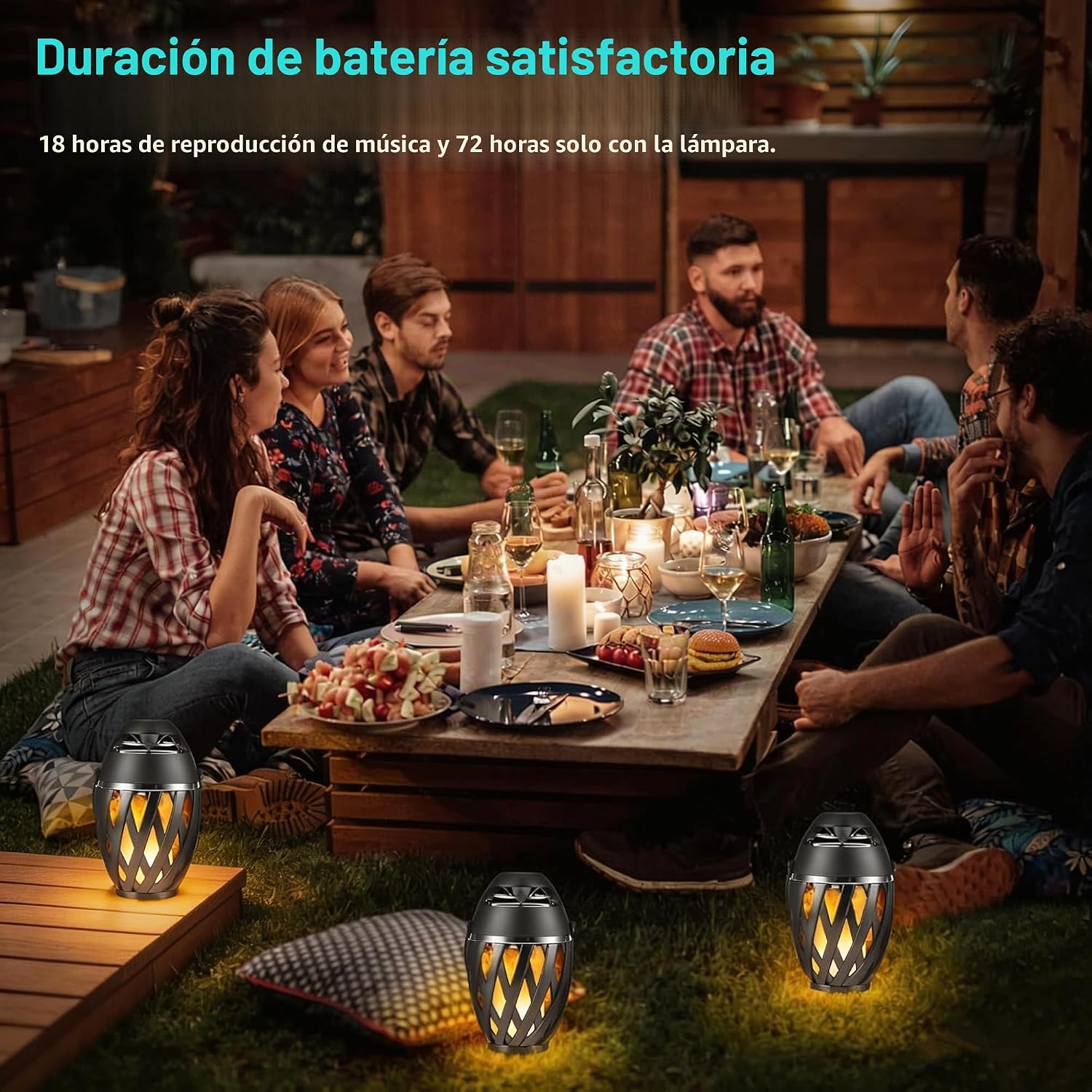 PARLANTE BLUETOOTH INSSISAIN WATERPROOF CON LUZ LED LLAMA PACK 2 UNIDADES - 3