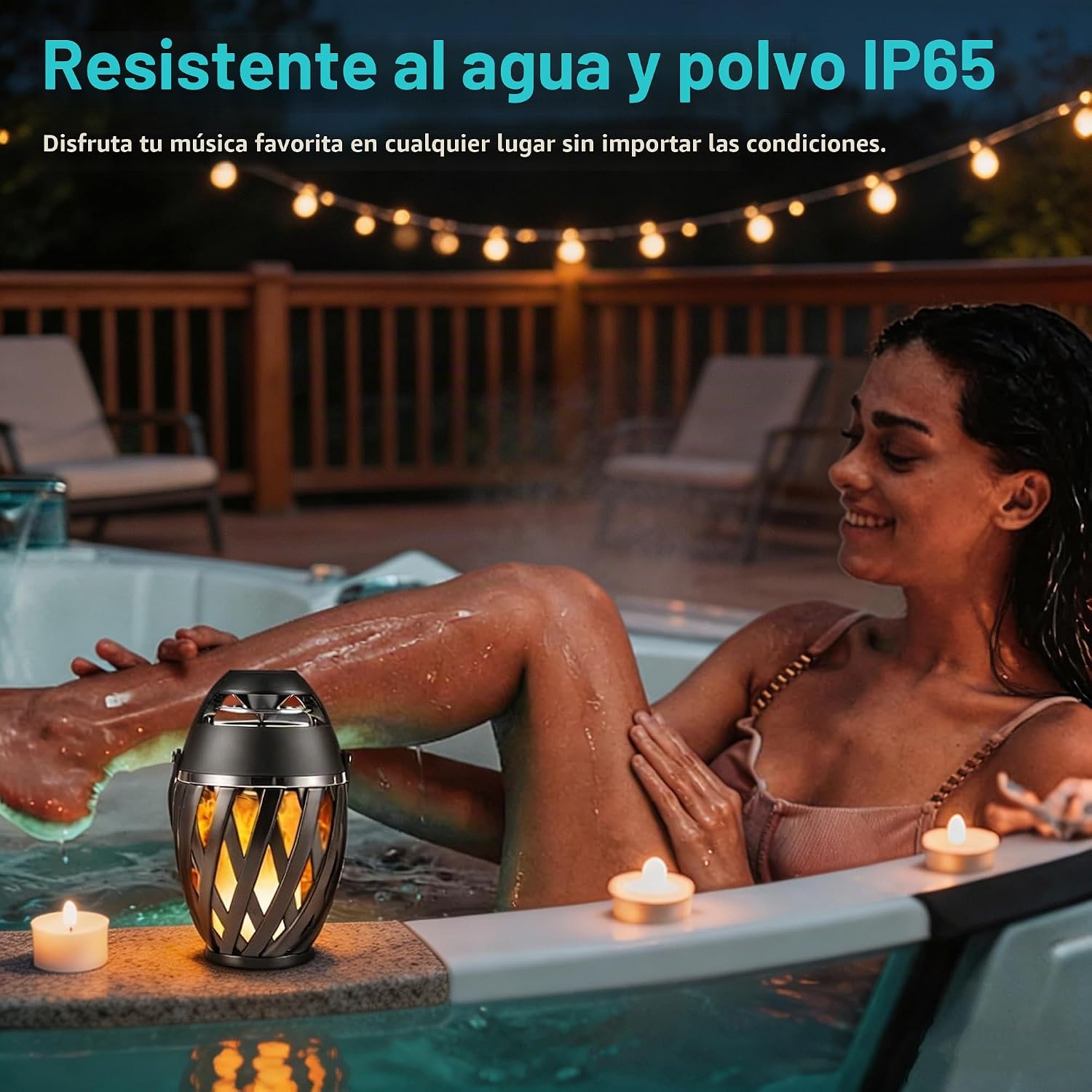 PARLANTE BLUETOOTH INSSISAIN WATERPROOF CON LUZ LED LLAMA PACK 2 UNIDADES - 5