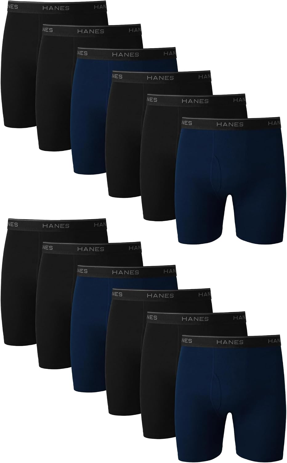 BOXERS PARA HOMBRE HANES 12 UNIDADES AZUL MARINO Y NEGRO - 1