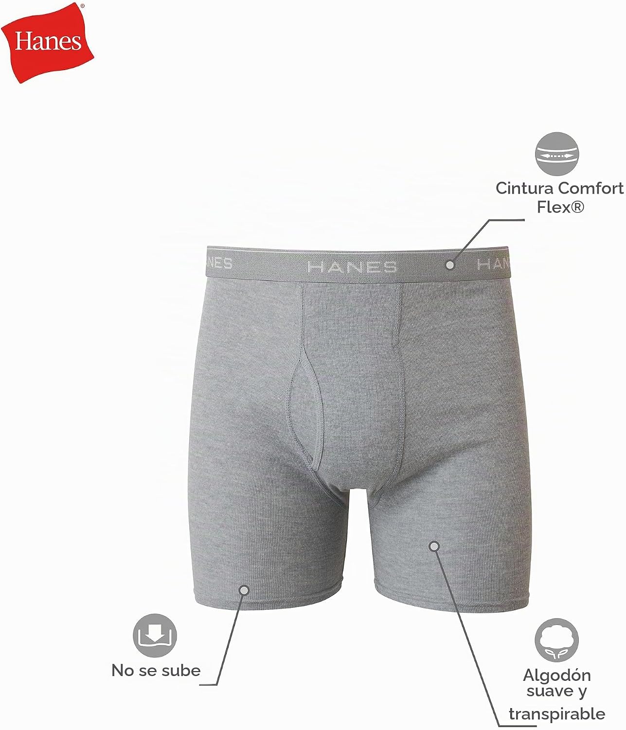 BOXER HANES PARA HOMBRE PACK ALGODÓN TRANSPIRABLE - 5