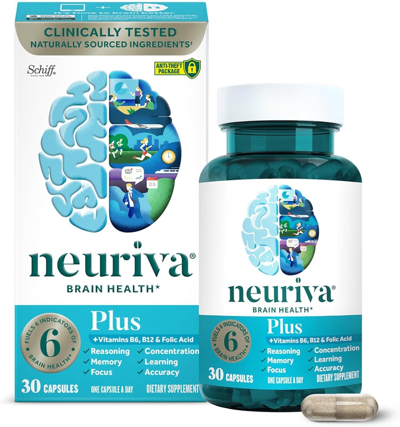 SUPLEMENTO PARA EL CEREBRO NEURIVA PLUS 30 CÁPSULAS - 1