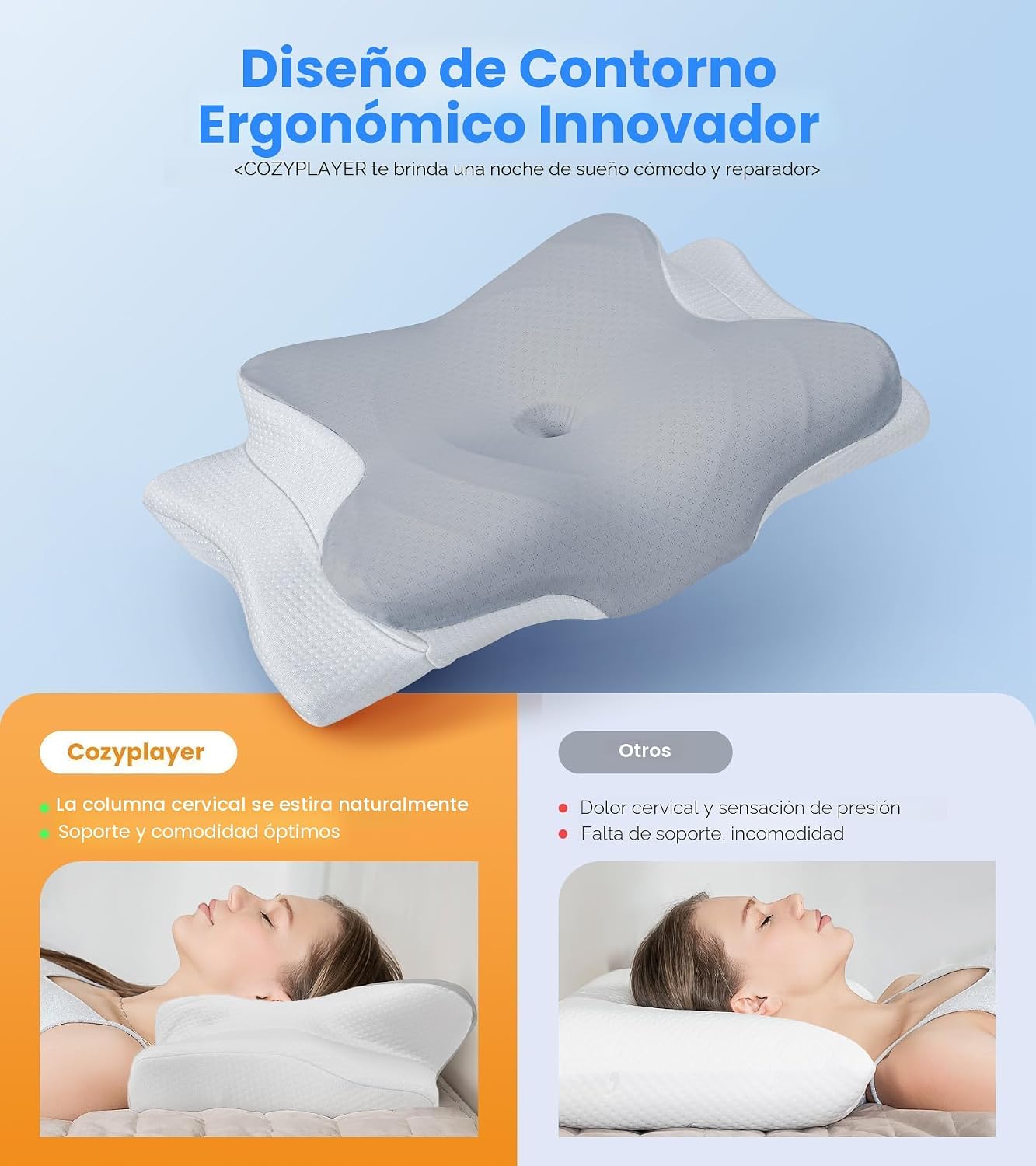 ALMOHADA TERAPÉUTICA COZYPLAYER ULTRA PAIN RELIEF CON ESPUMA VISCOELÁSTICA Y FUNDA REFRESCANTE - 2