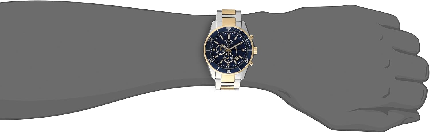 RELOJ DE PULSERA BULOVA MARINE STAR CRONÓGRAFO CUARZO BICOLOR DORADO ACERO 43MM AZUL 98B230 - 5