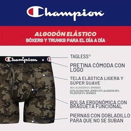 BOXERS PARA HOMBRE CHAMPION EVERYDAY COTTON STRETCH 5 UNIDADES - 5