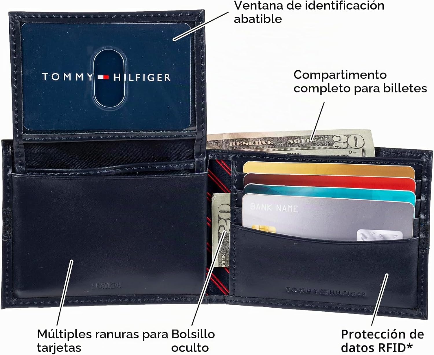 BILLETERA HOMBRE TOMMY HILFIGER ORSON DE CUERO CON RFID Y PASSCASE REMOVIBLE - 5