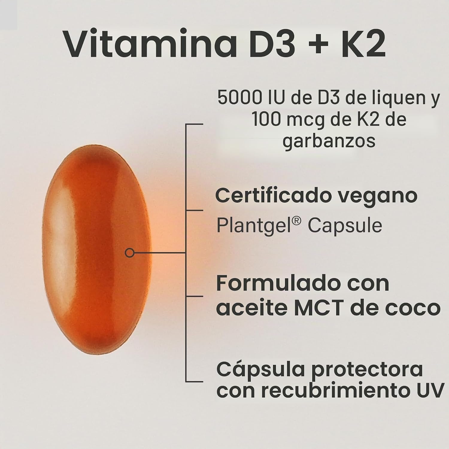 VITAMINA D3 + K2 VEGANA SPORTS RESEARCH 60 CÁPSULAS BLANDAS CON ACEITE DE COCO - 2