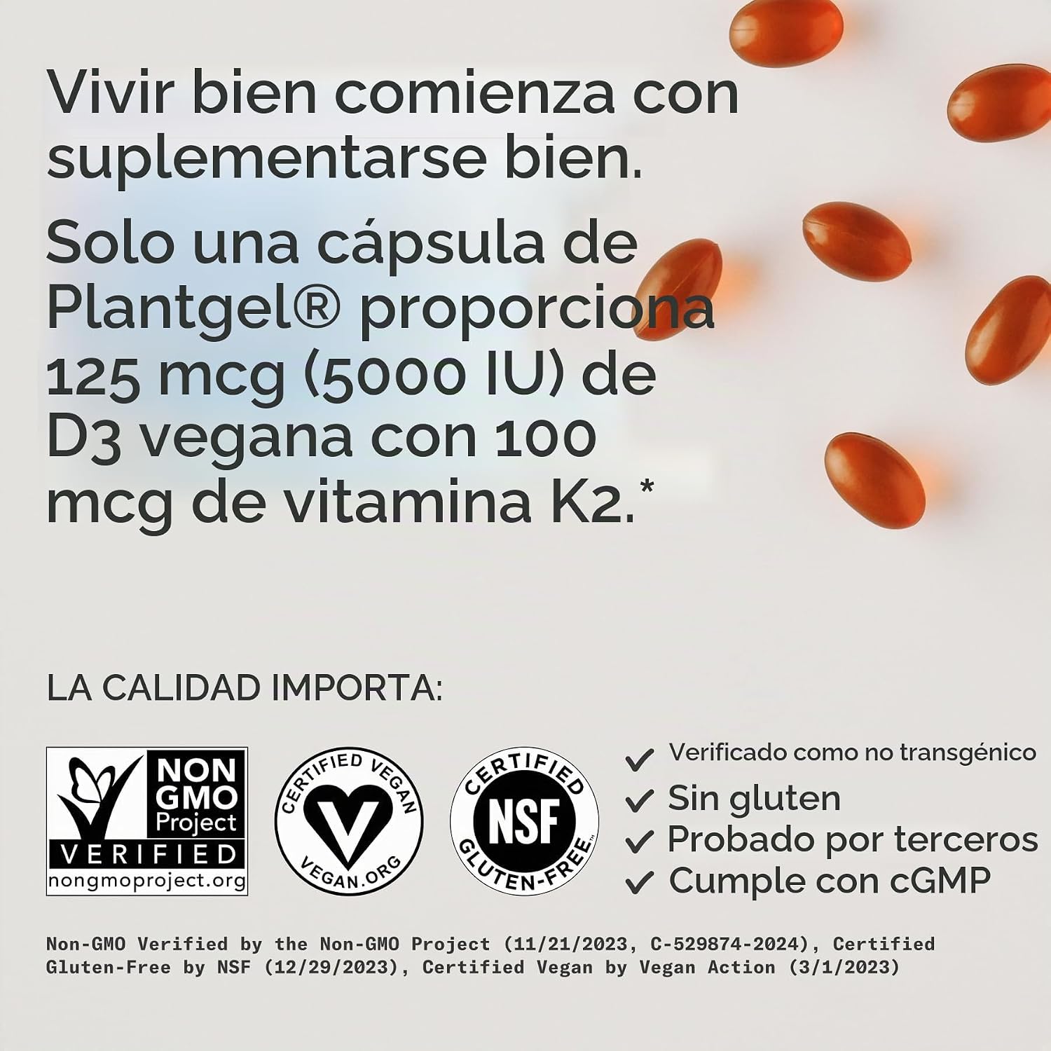 VITAMINA D3 + K2 VEGANA SPORTS RESEARCH 60 CÁPSULAS BLANDAS CON ACEITE DE COCO - 4