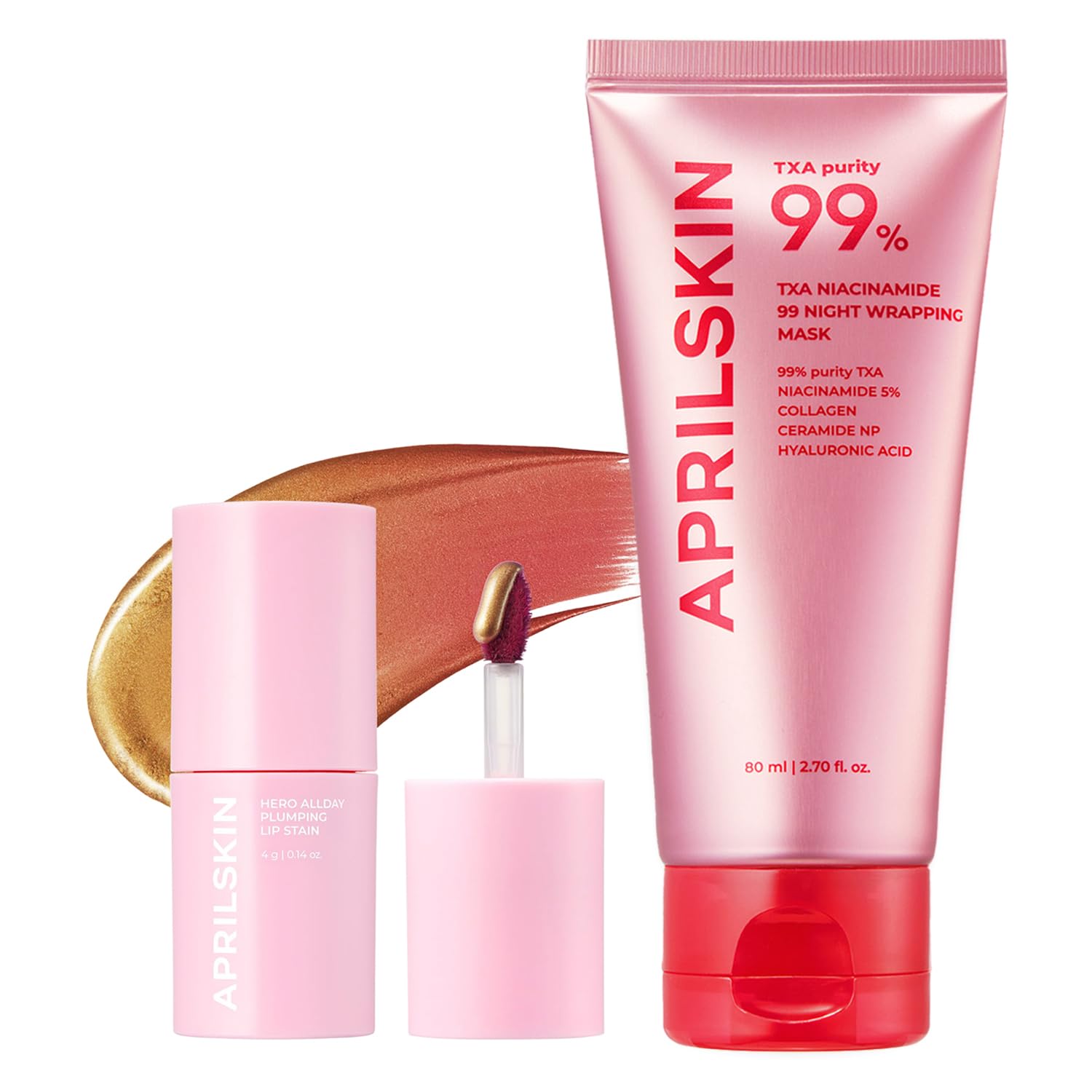 DÚO DE MAQUILLAJE APRILSKIN TXA OVERNIGHT MASK Y HERO LIP STAIN - 1