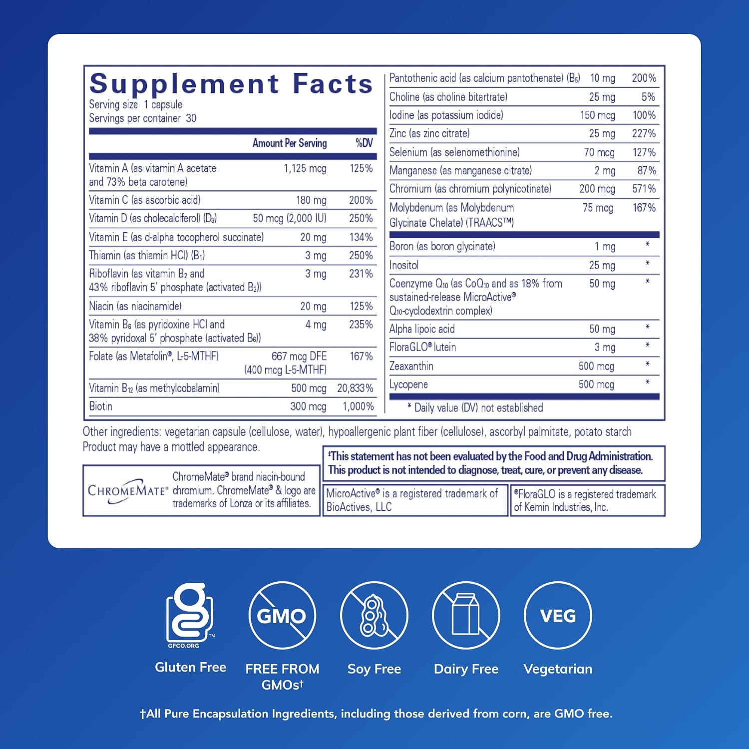 MULTIVITAMÍNICO PURE ENCAPSULATIONS O.N.E. 30 CÁPSULAS - 2