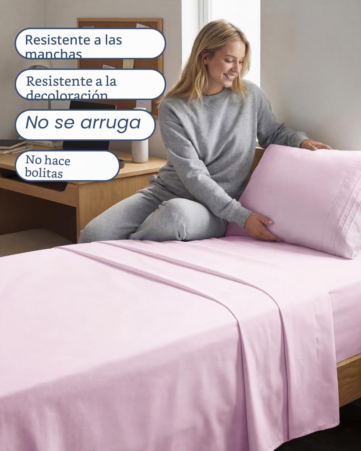 JUEGO DE SÁBANAS 3 PIEZAS CGK UNLIMITED TWIN XL ROSADO CLARO - 5