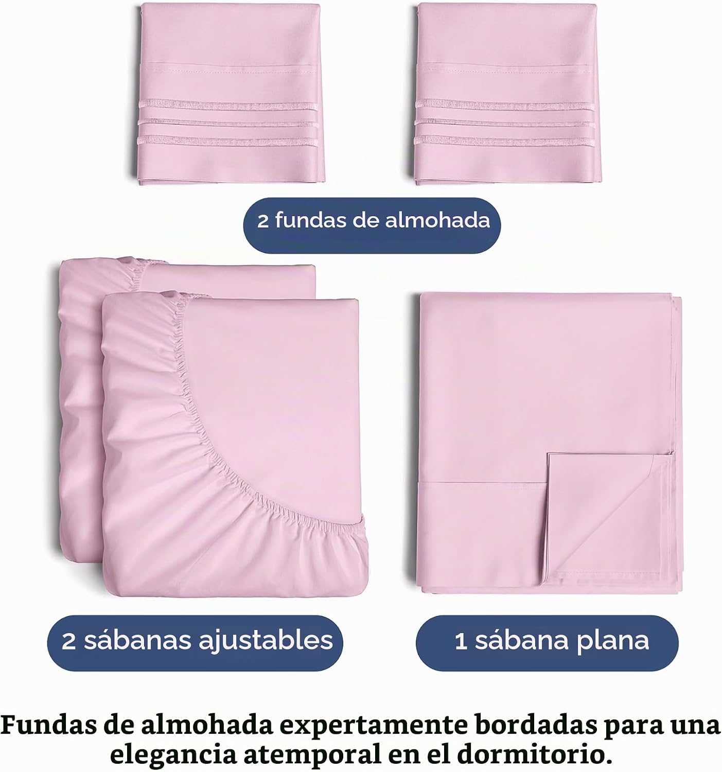 JUEGO DE SÁBANAS 5 PIEZAS CGK UNLIMITED SPLIT KING SIZE ROSADO CLARO - 2