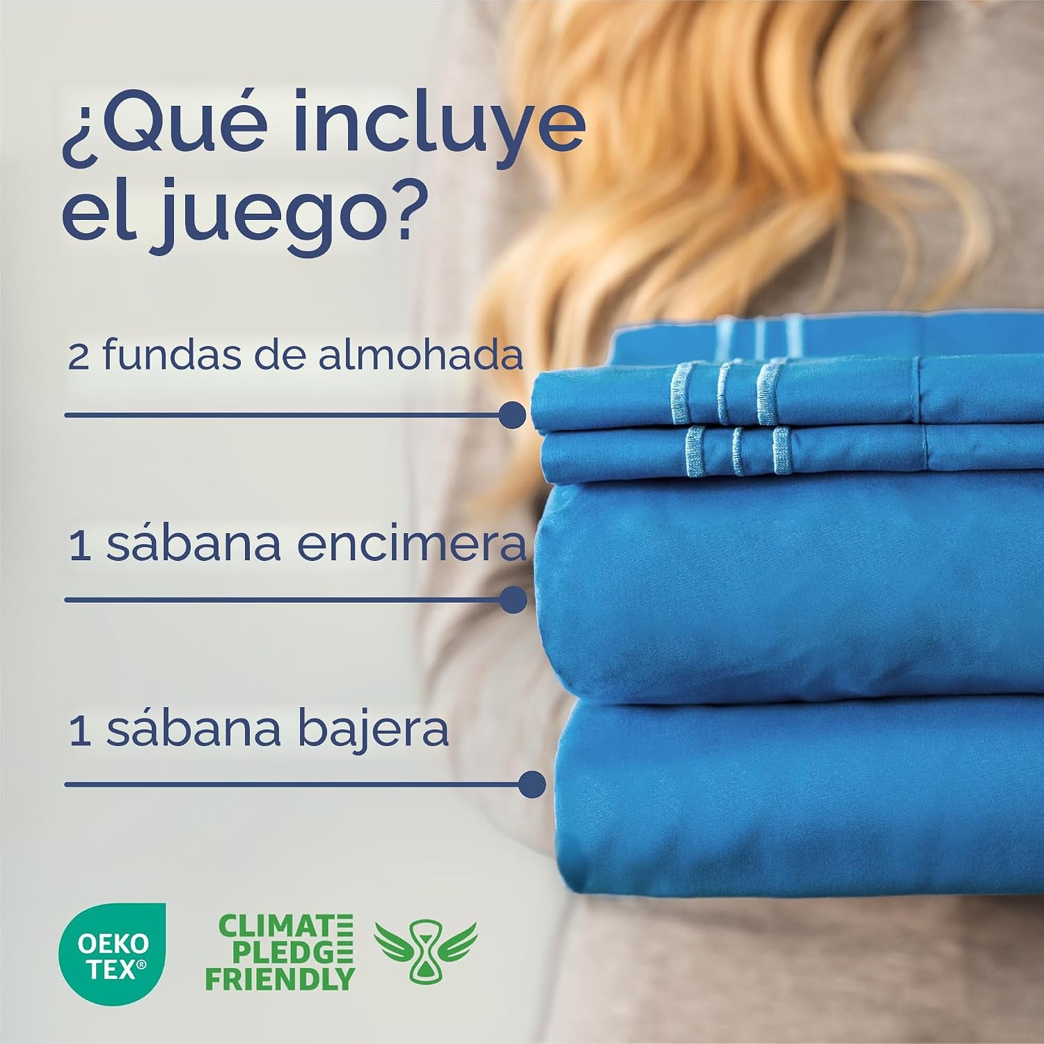 JUEGO DE SÁBANAS KING SIZE CGK UNLIMITED 4 PIEZAS AZUL ROYAL - 2