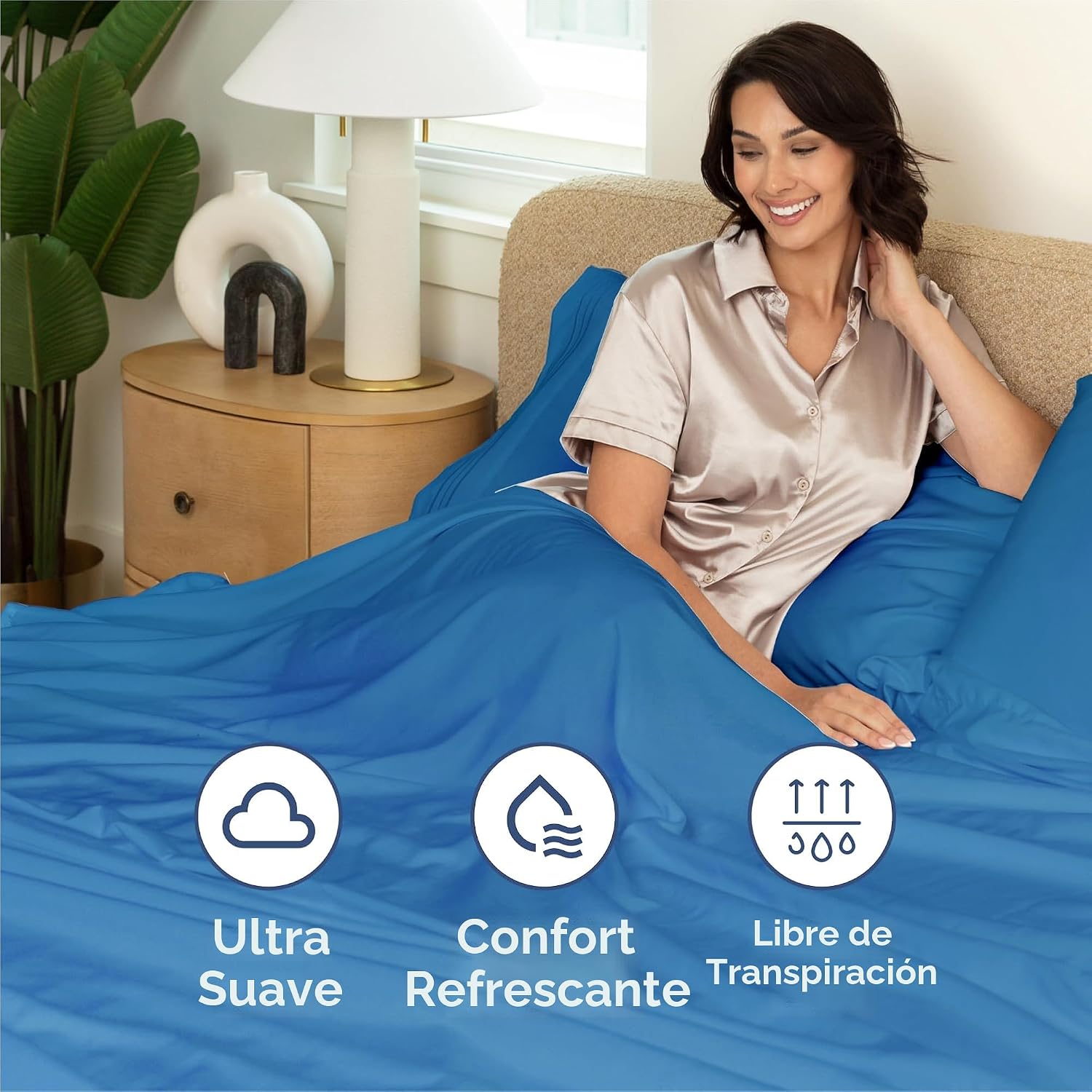 JUEGO DE SÁBANAS KING SIZE CGK UNLIMITED 4 PIEZAS AZUL ROYAL - 4