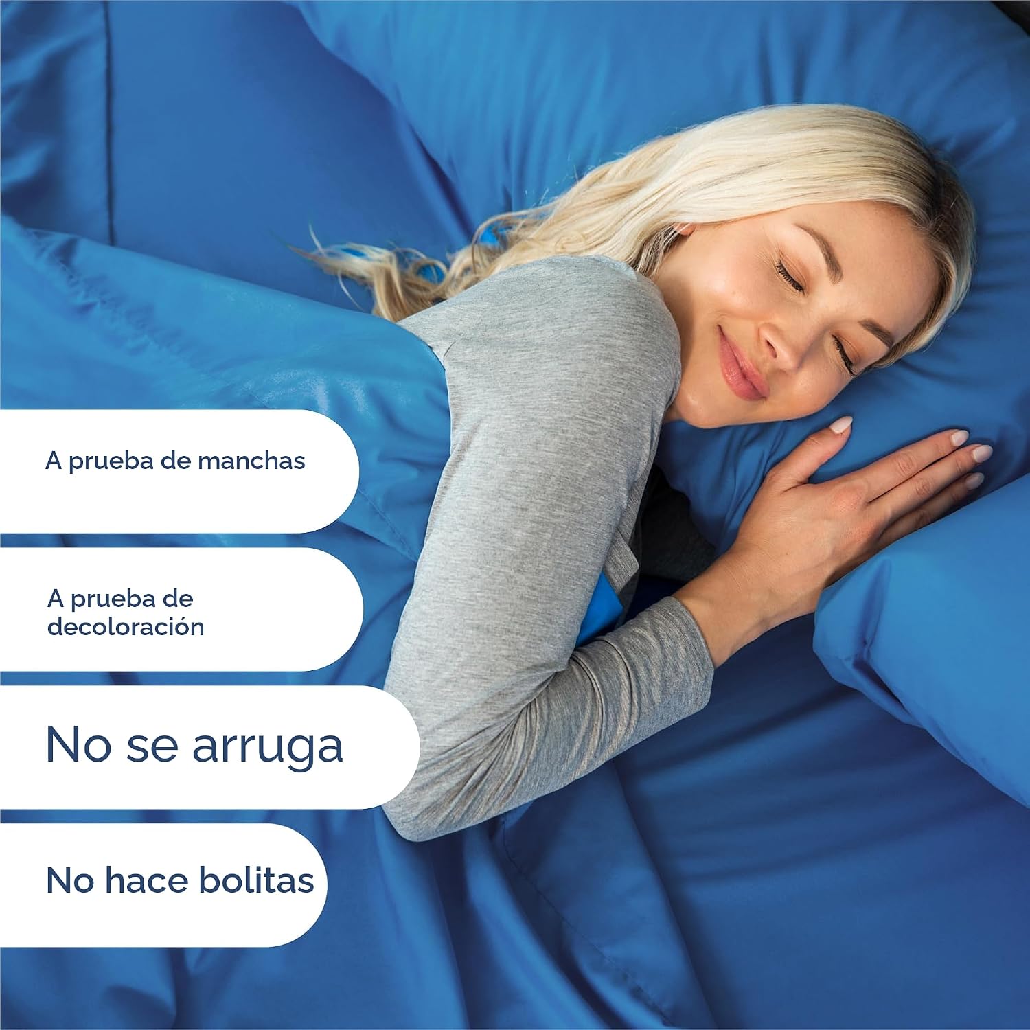 JUEGO DE SÁBANAS KING SIZE CGK UNLIMITED 4 PIEZAS AZUL ROYAL - 5
