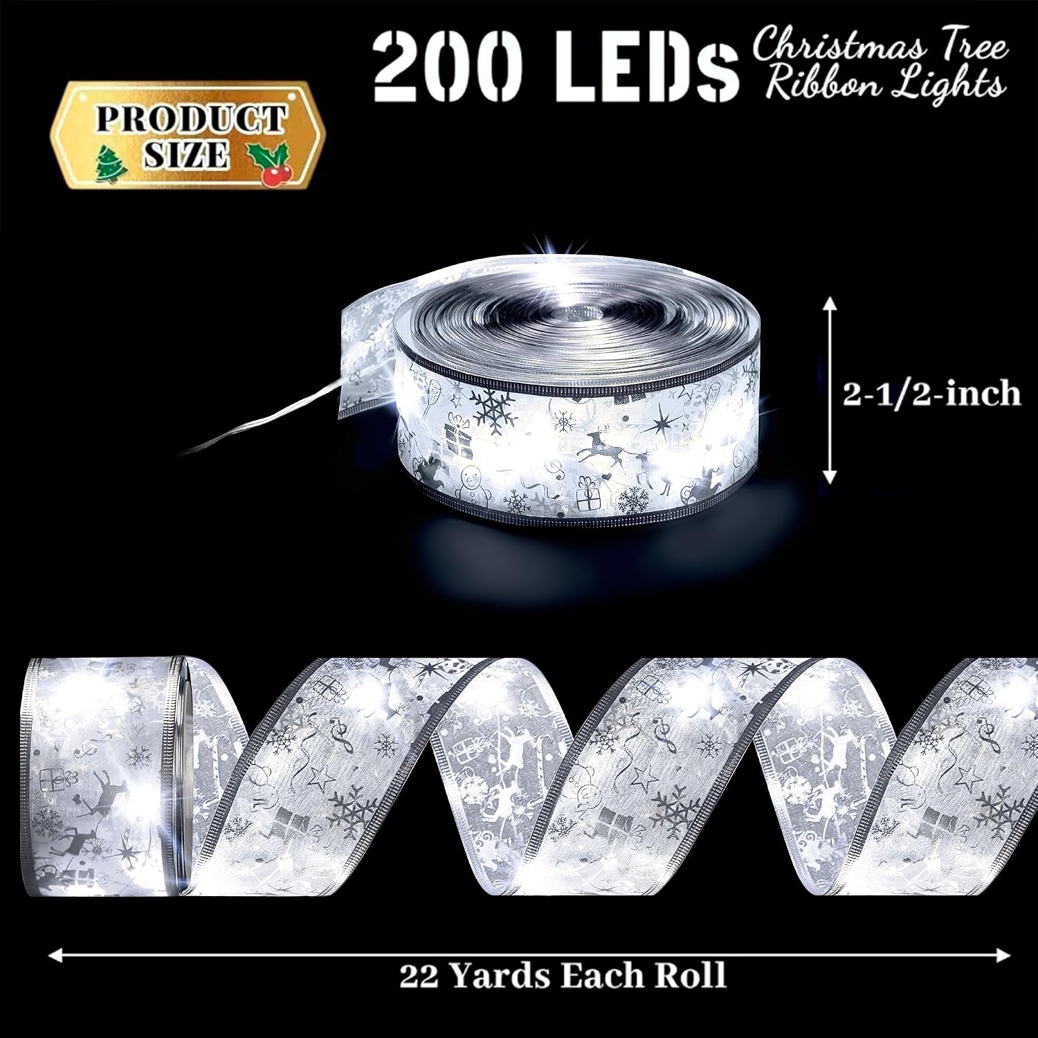 CINTA DE LUCES LED PARA ÁRBOL DE NAVIDAD VIMORG 2.5 PULG X 20 M 200 LEDS CON 8 MODOS Y TEMPORIZADOR - 2