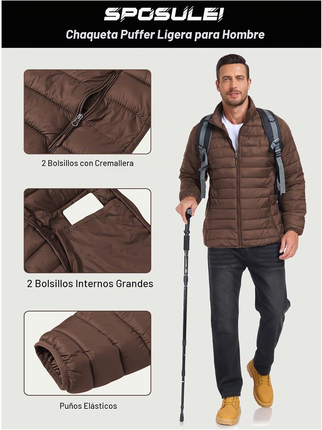CASACA HOMBRE SPOSULEI UL01N20001 MARRÓN - 5