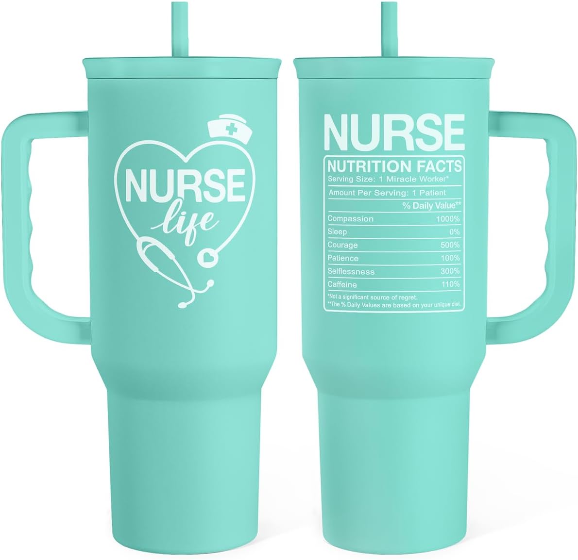 TAZA TÉRMICA SANDJEST NURSE 40 OZ CON ASA Y SORBETE - 1
