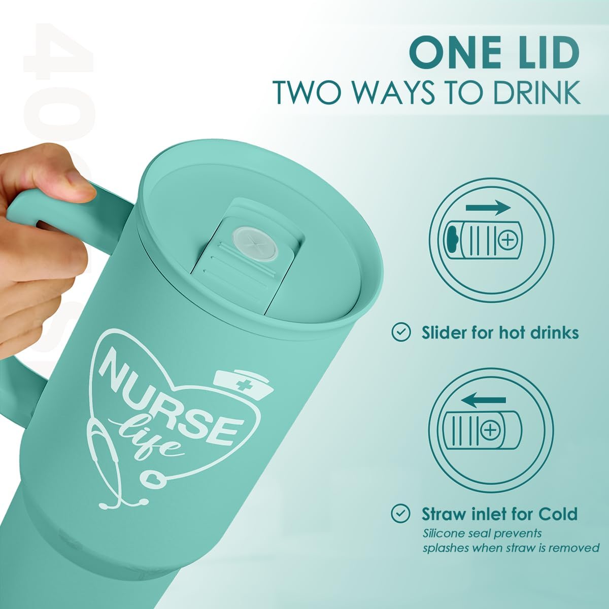 TAZA TÉRMICA SANDJEST NURSE 40 OZ CON ASA Y SORBETE - 4