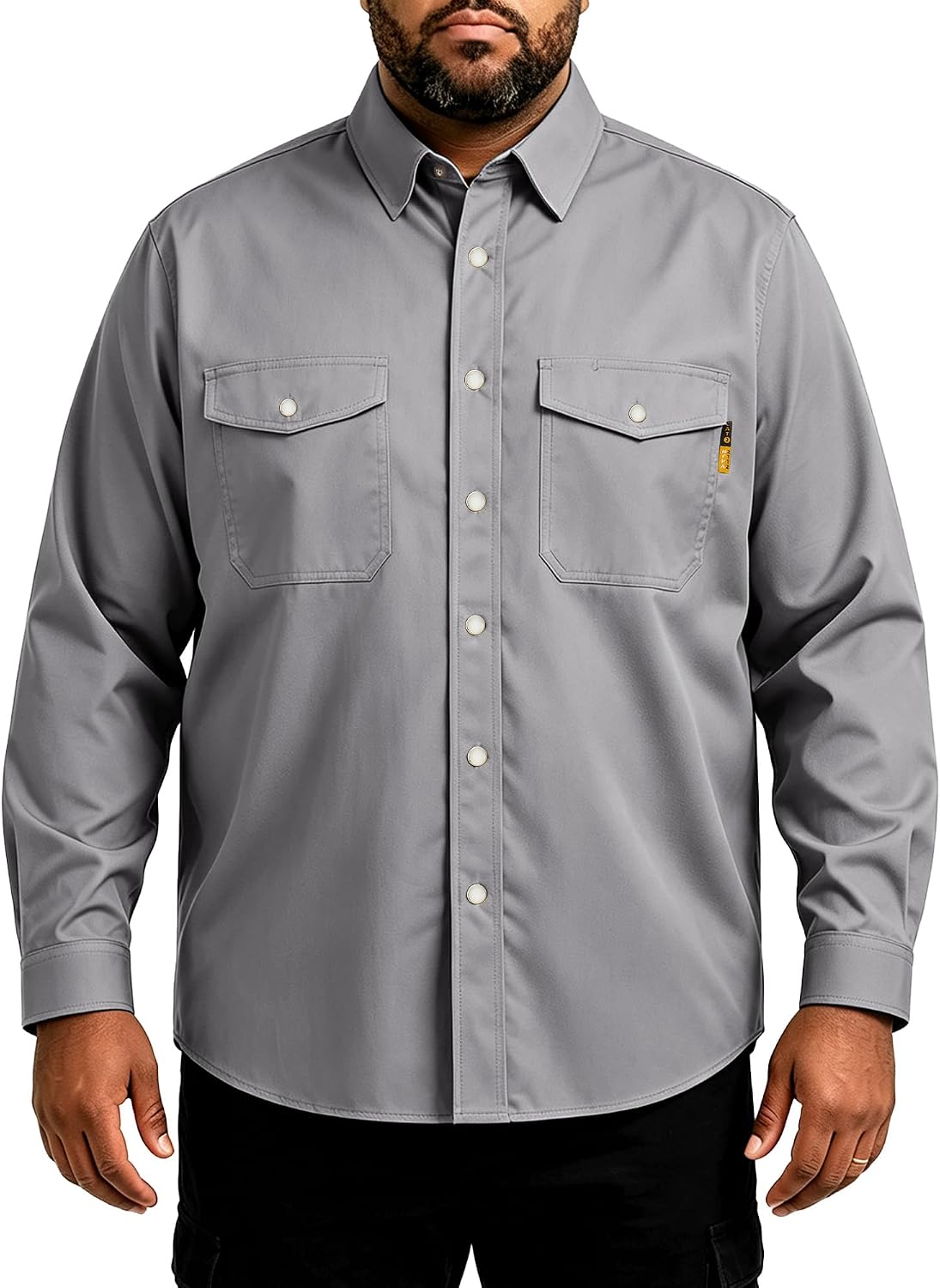 CAMISA DE TRABAJO WORKWEYA PARA HOMBRE RESISTENTE A LA LLAMA 6.5OZ CUADROS GRIS CLARO CAT2/NFPA2112 - 1