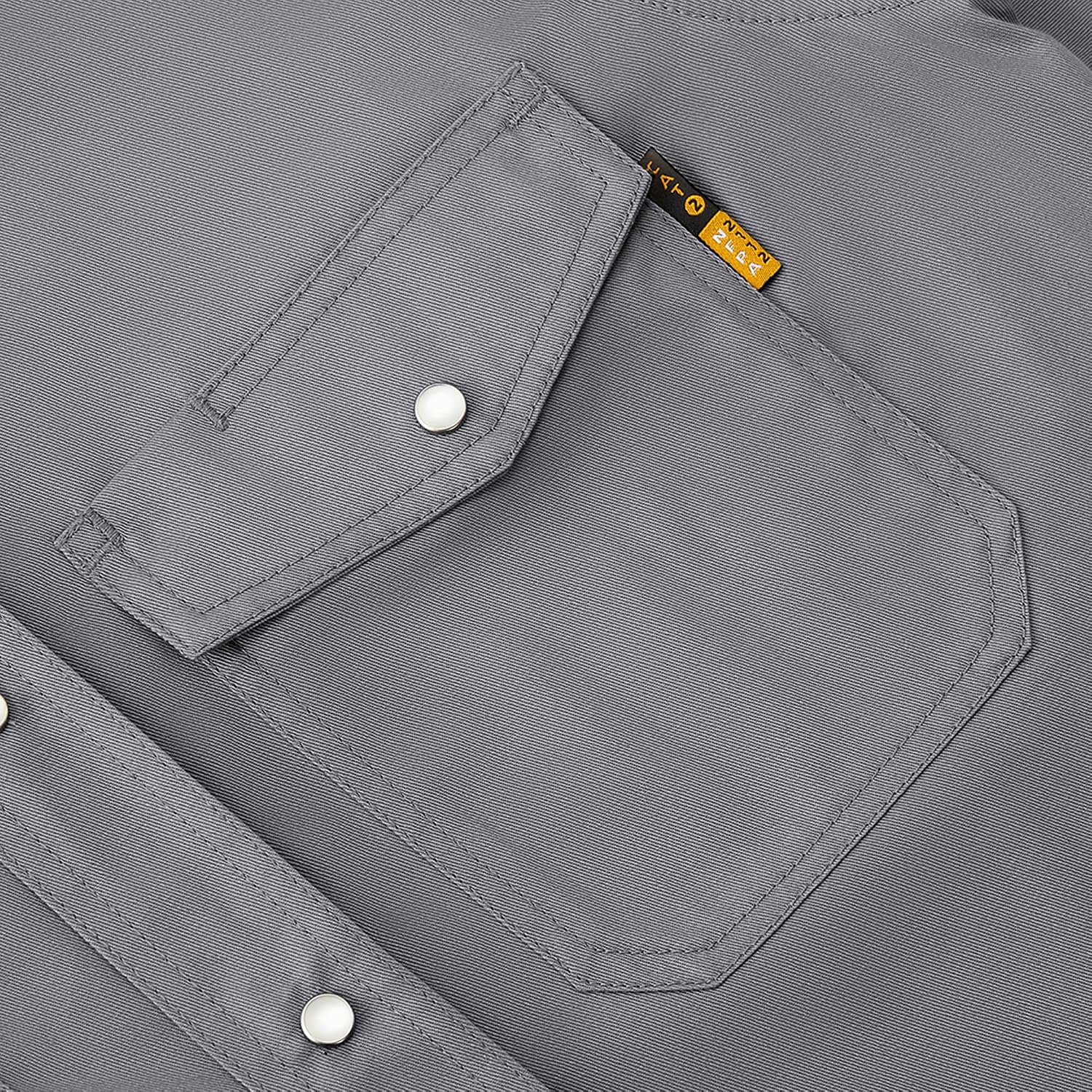 CAMISA DE TRABAJO WORKWEYA PARA HOMBRE RESISTENTE A LA LLAMA 6.5OZ CUADROS GRIS CLARO CAT2/NFPA2112 - 5