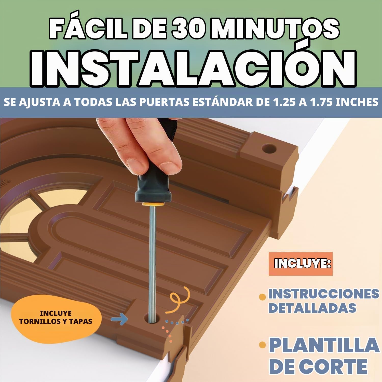 PUERTA PARA GATO PURRFECT PORTAL MEOW MANOR XL MARRÓN PARA PUERTAS INTERIORES - 4