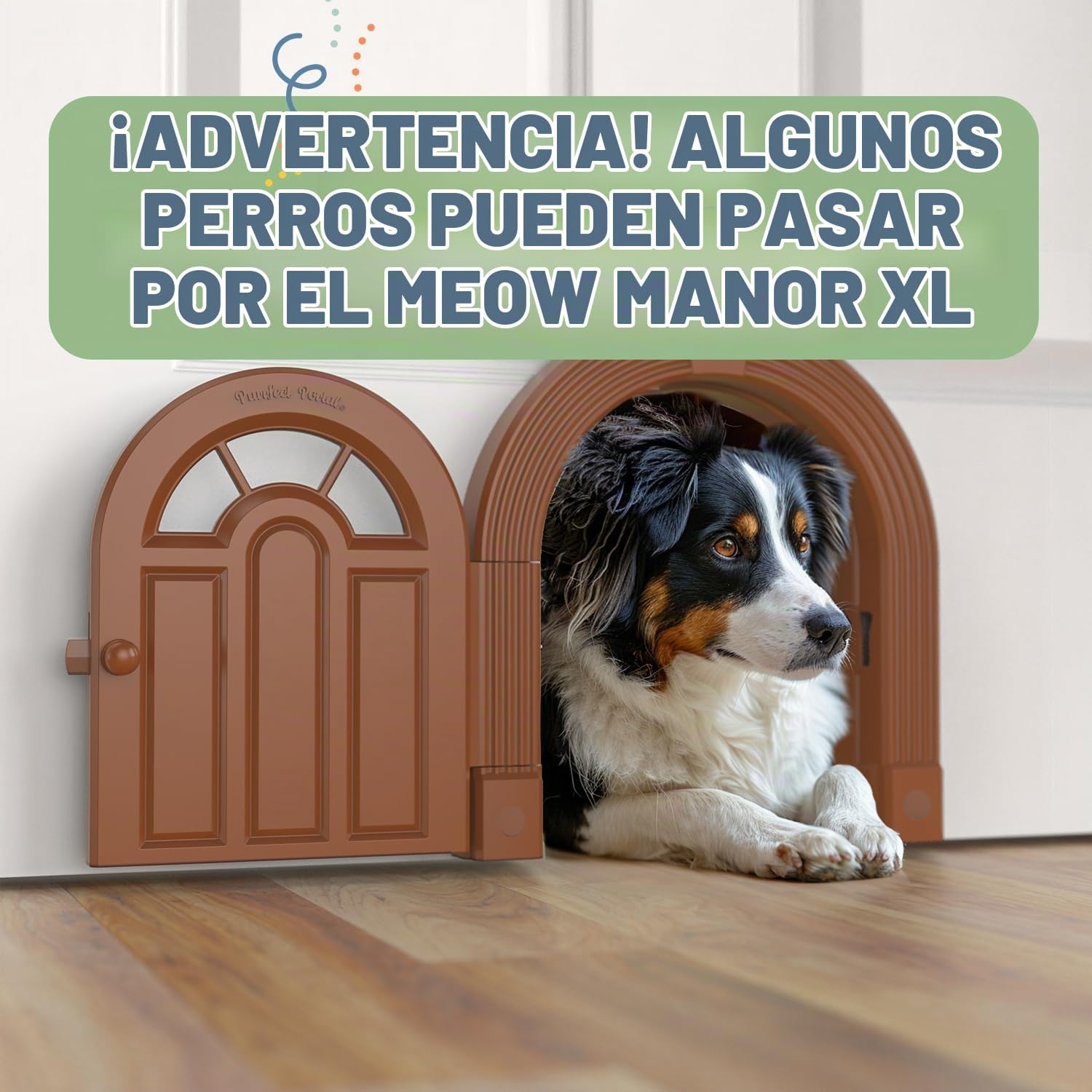PUERTA PARA GATO PURRFECT PORTAL MEOW MANOR XL MARRÓN PARA PUERTAS INTERIORES - 5