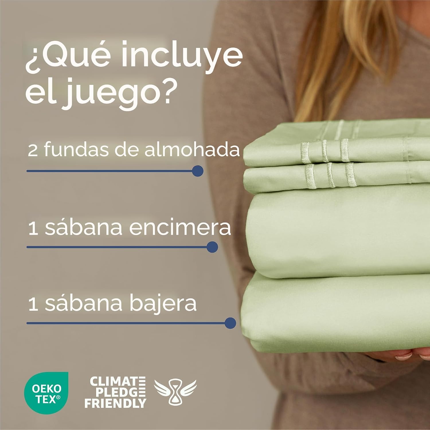 JUEGO DE SÁBANAS KING SIZE CGK UNLIMITED 4 PIEZAS VERDE SALVIA CLARO - 2