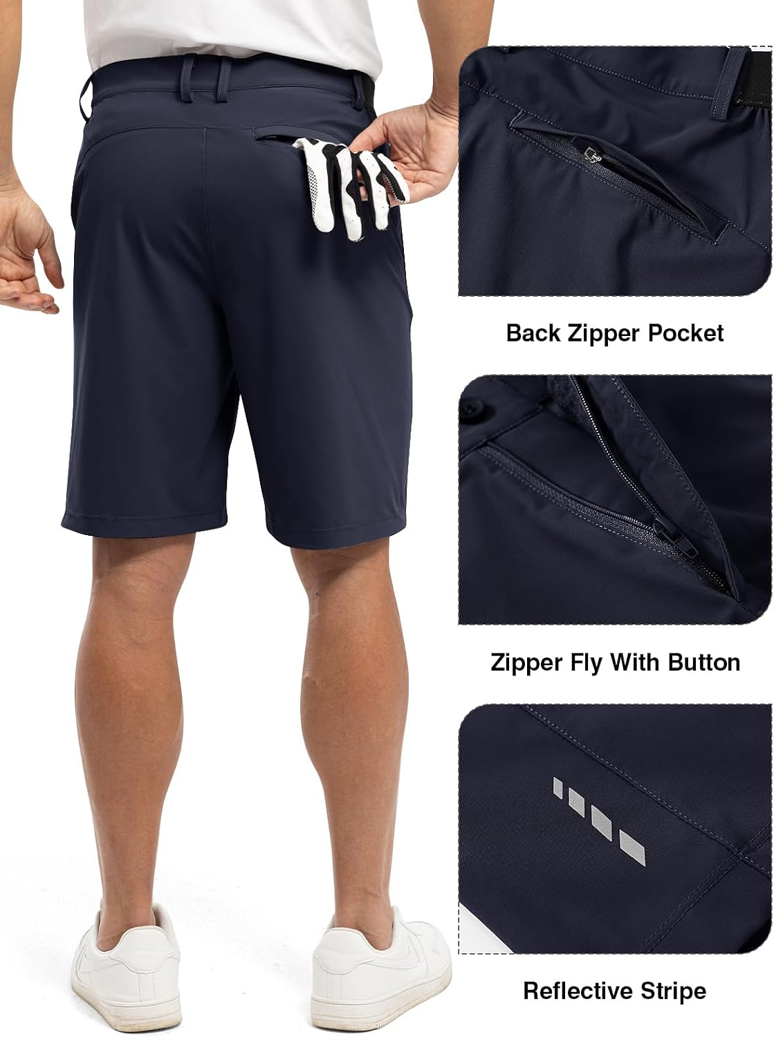 PANTALONES CORTOS DE GOLF TBMPOY PARA HOMBRE 9 PULGADAS AZUL MARINO - 5
