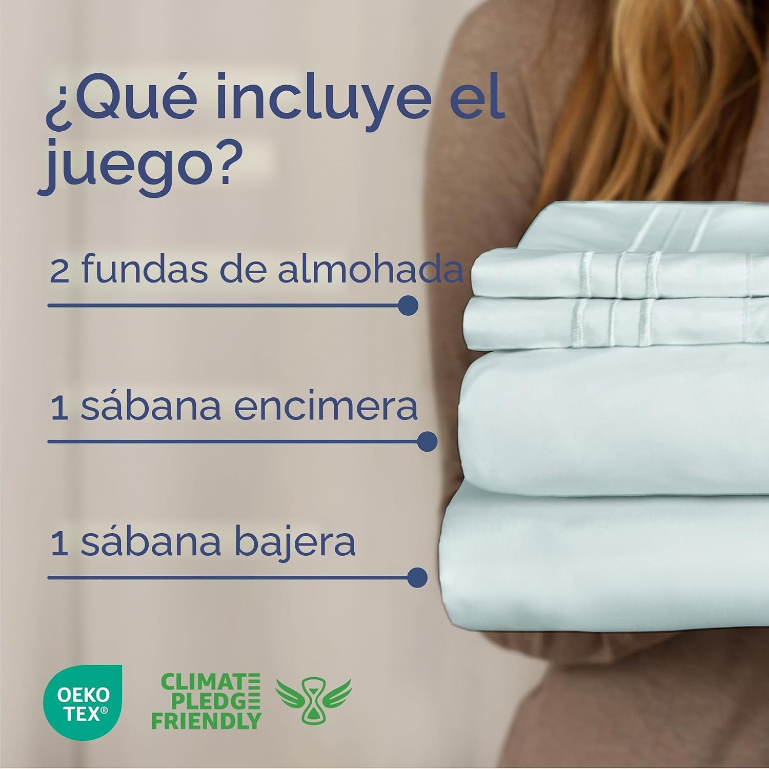 JUEGO DE SÁBANAS QUEEN SIZE CGK UNLIMITED 4 PIEZAS AZUL HIELO - 2