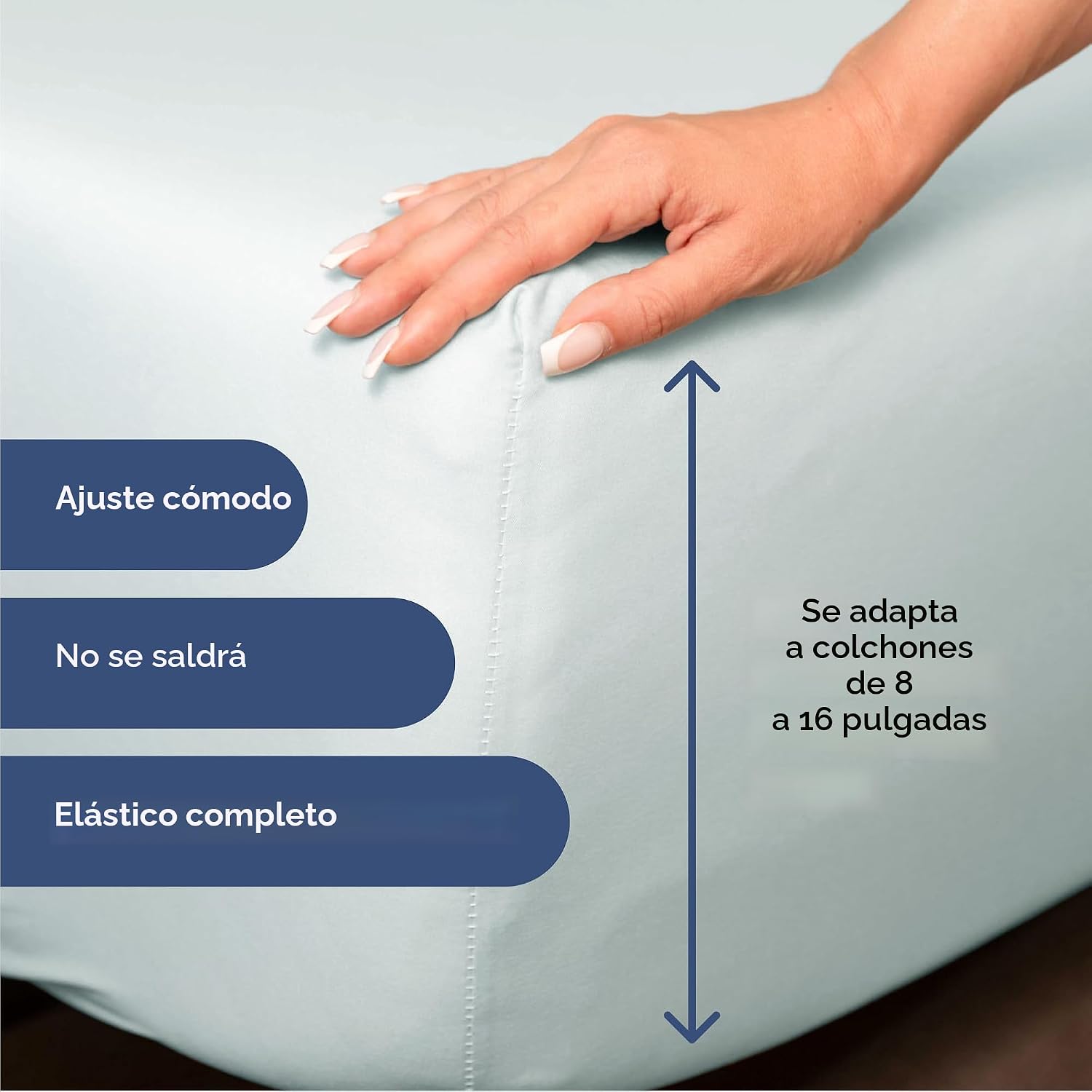JUEGO DE SÁBANAS QUEEN SIZE CGK UNLIMITED 4 PIEZAS AZUL HIELO - 3
