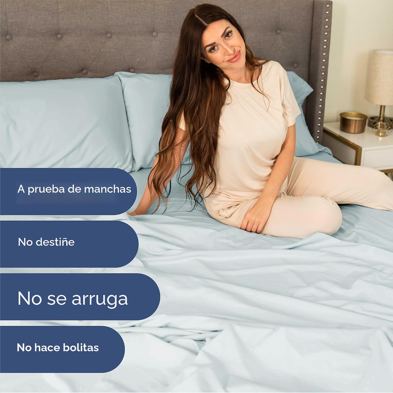 JUEGO DE SÁBANAS QUEEN SIZE CGK UNLIMITED 4 PIEZAS AZUL HIELO - 5