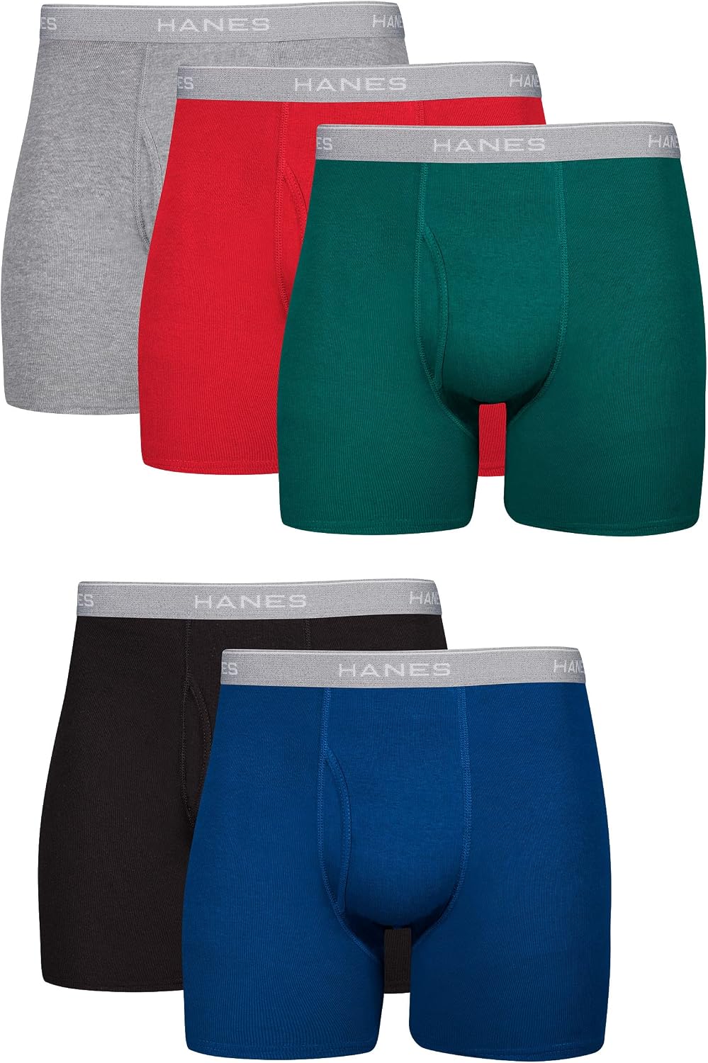 BOXERS PARA HOMBRE HANES 5 UNIDADES AZUL VERDE ROJO - 1