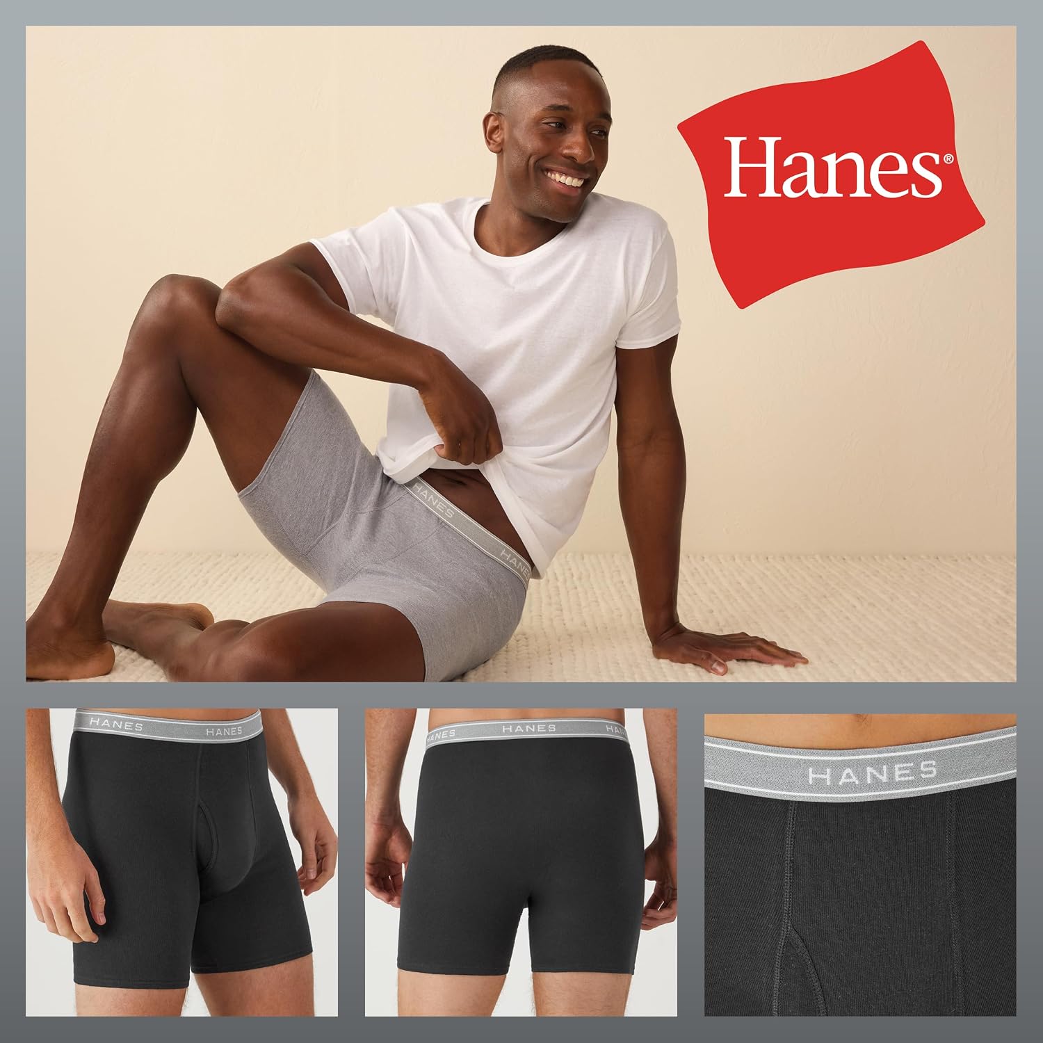 BOXERS PARA HOMBRE HANES BLACK 12 PACK - 2