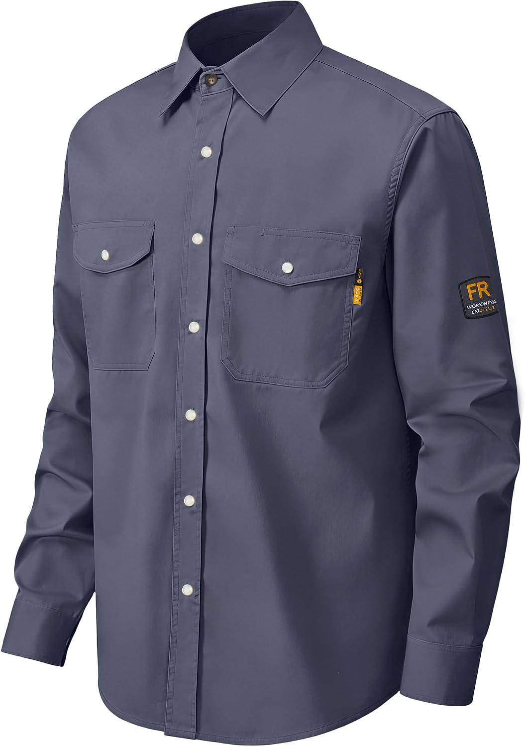 CAMISA DE TRABAJO WORKWEYA RESISTENTE A LA LLAMA 6.5OZ CUADROS GRIS OSCURO CAT2 NFPA2112 - 2