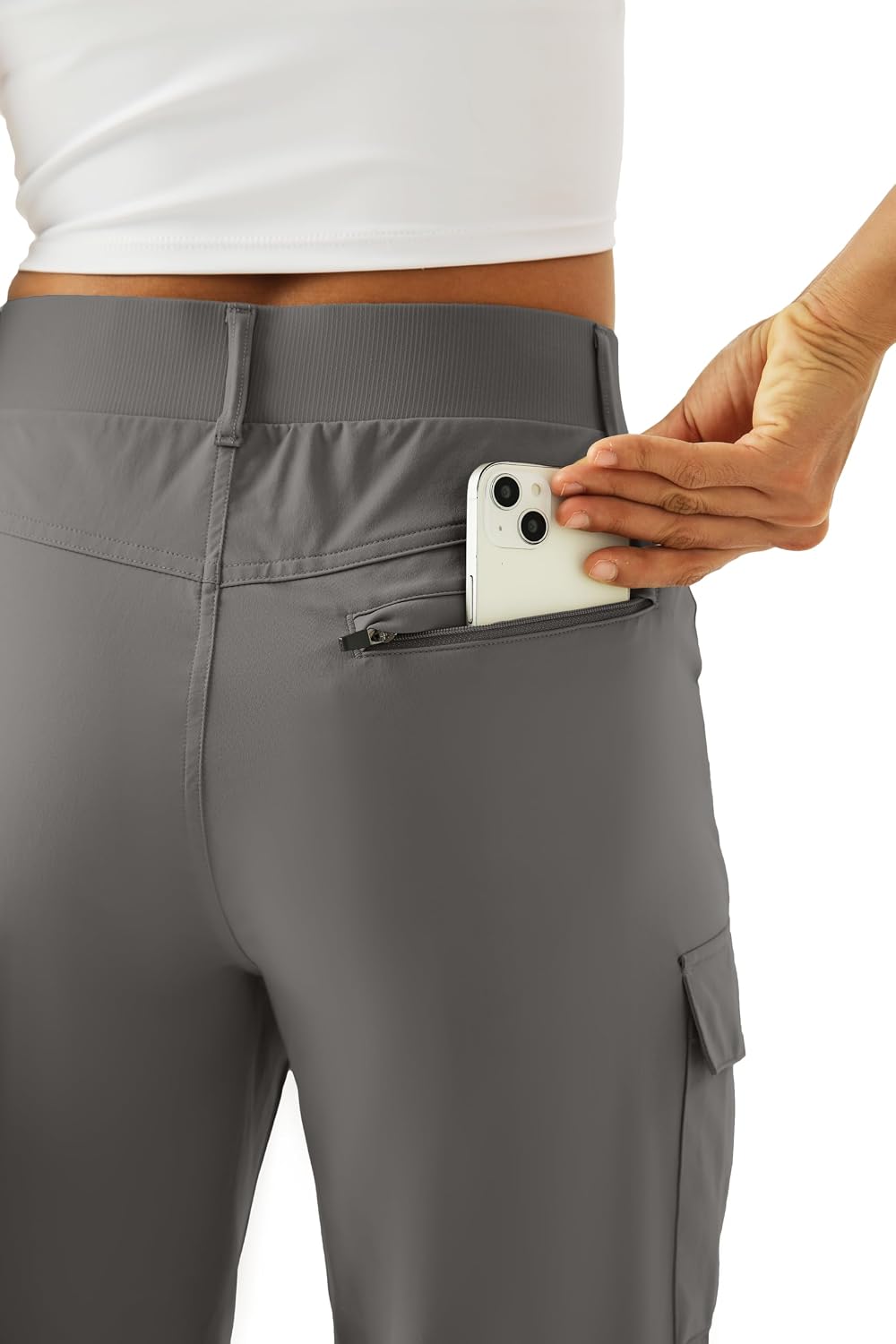 PANTALÓN CAPRI CARGO LIGERO PARA MUJER XINGPAOZHE GRIS CARBÓN - 5