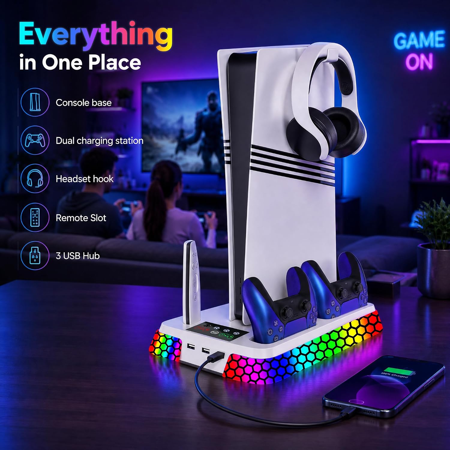 BASE DE ENFRIAMIENTO PARA PS5 UGAME SLIM PRO CON VENTILADOR AJUSTABLE Y CARGADOR VERTICAL - 5