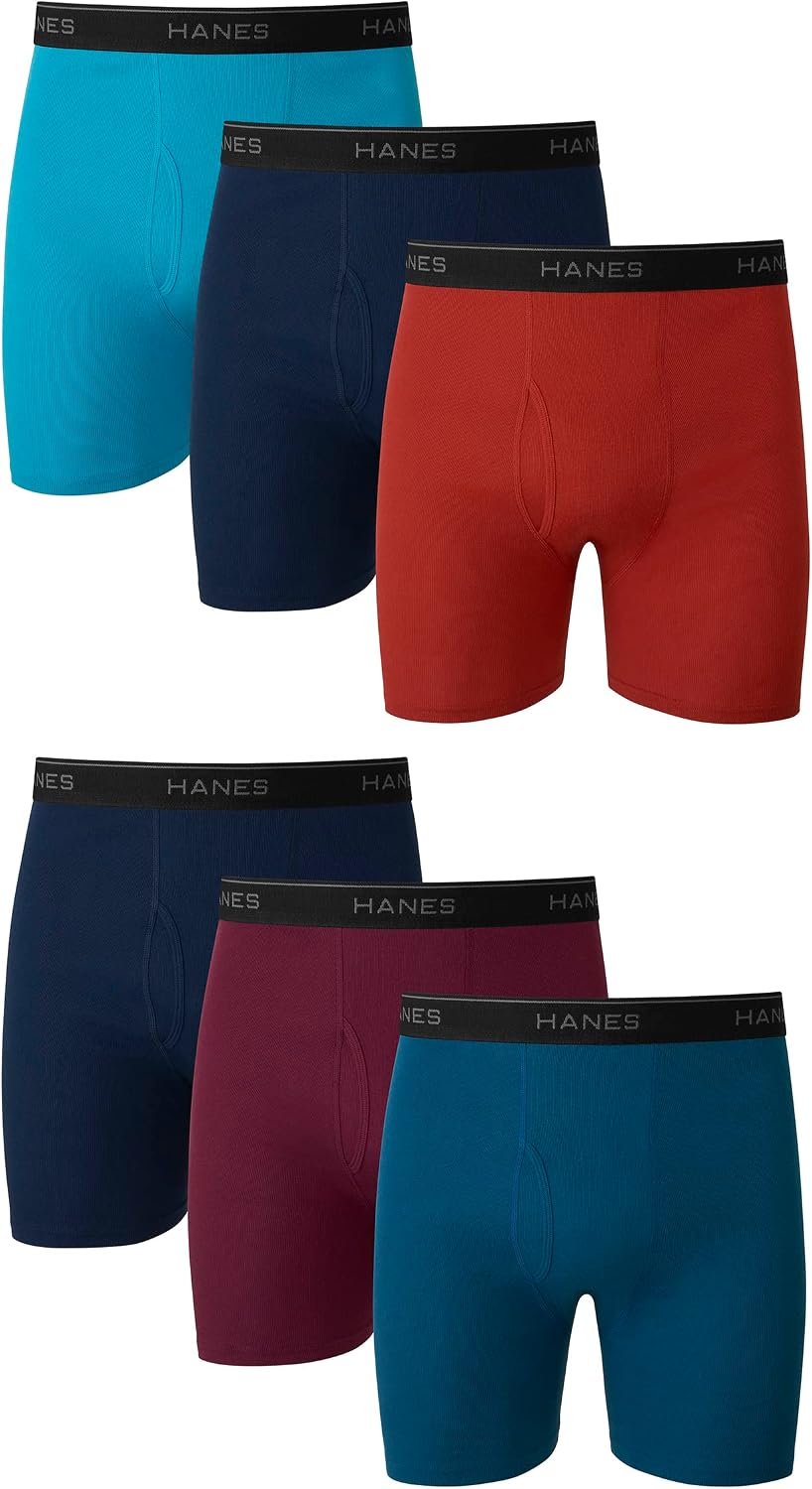 BOXERS PARA HOMBRE HANES 6 UNIDADES ROJO/AZUL - 1