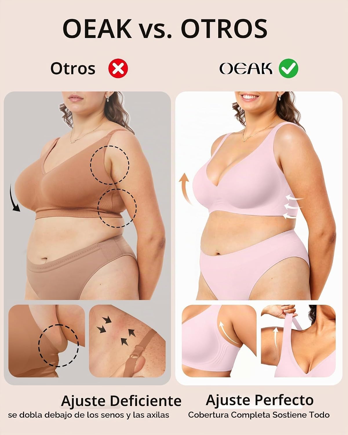 SOSTÉN PARA MUJER OEAK JELLY SIN VARILLAS PUSH UP COLOR ROSADO - 4