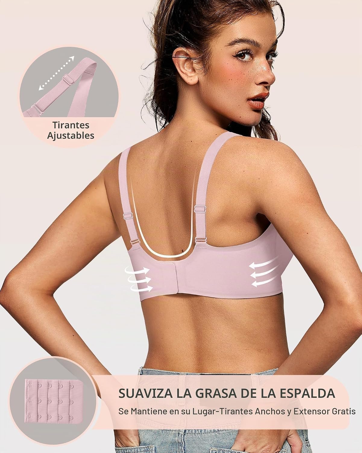 SOSTÉN PARA MUJER OEAK AASHENV SIN VARILLAS PUSH-UP COLOR ROSA - 3