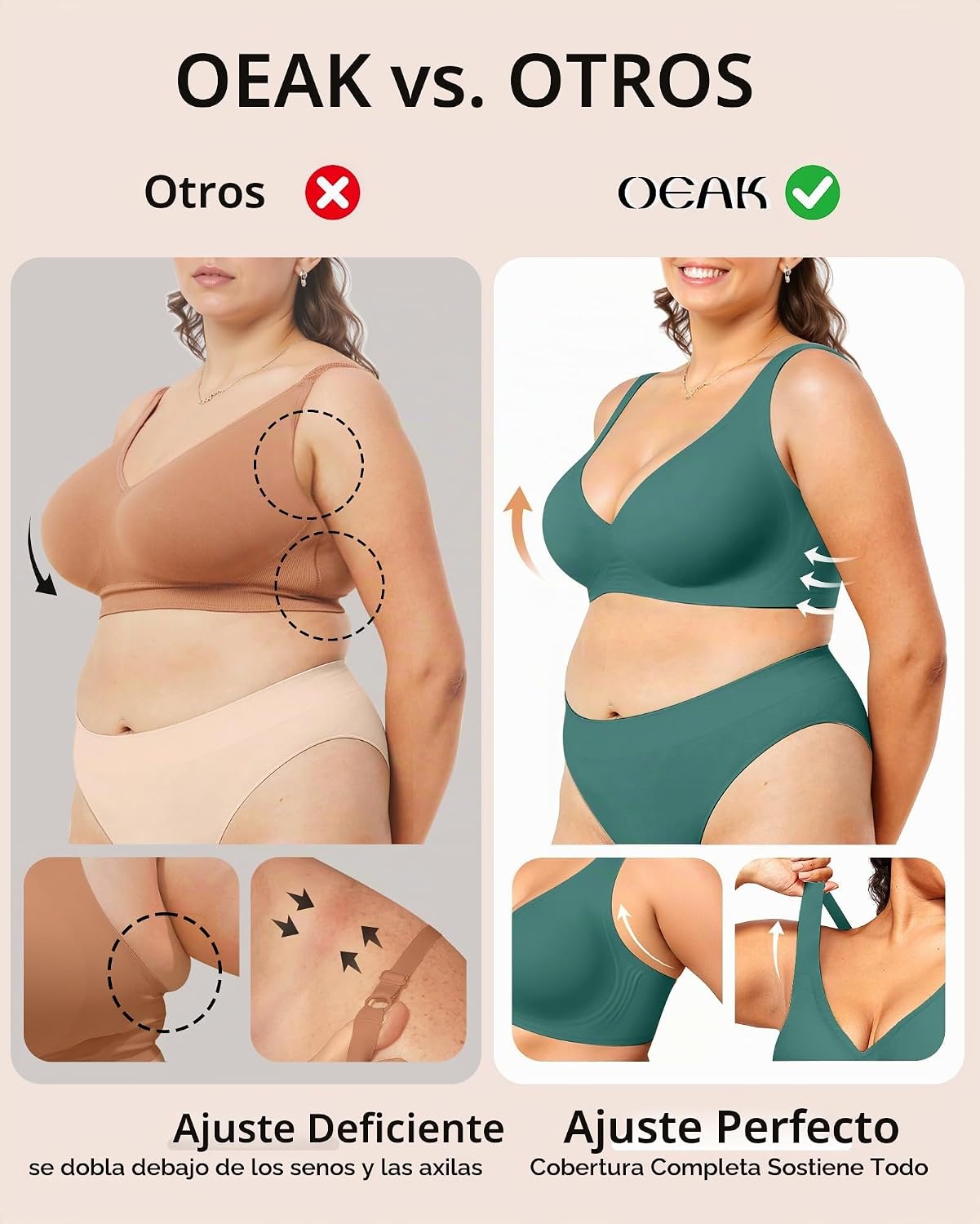 SOSTÉN MUJER OEAK JESSCIA PUSH UP SIN ARO GEMA ESMERALDA - 4