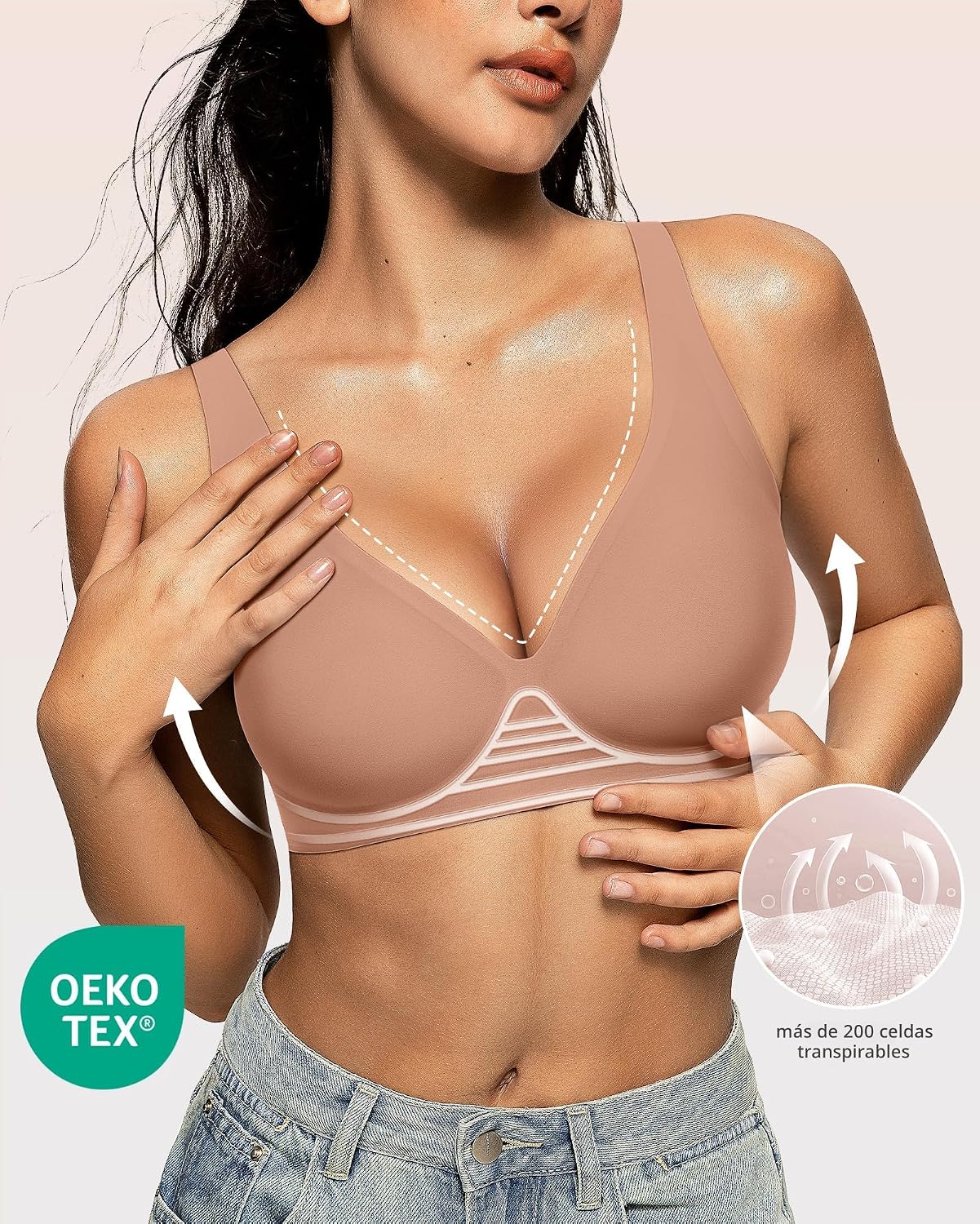 SOSTÉN MUJER OEAK JESSCIA LATTE SIN ARO PUSH UP - 2
