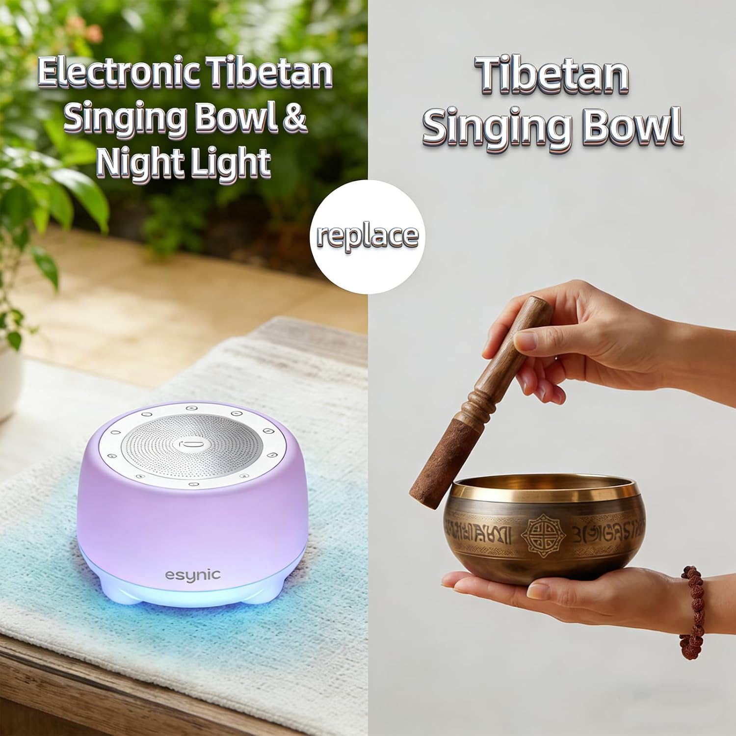 CUENCO TIBETANO ELECTRÓNICO ESYNIC BLANCO CON 38 SONIDOS Y LUZ - 3