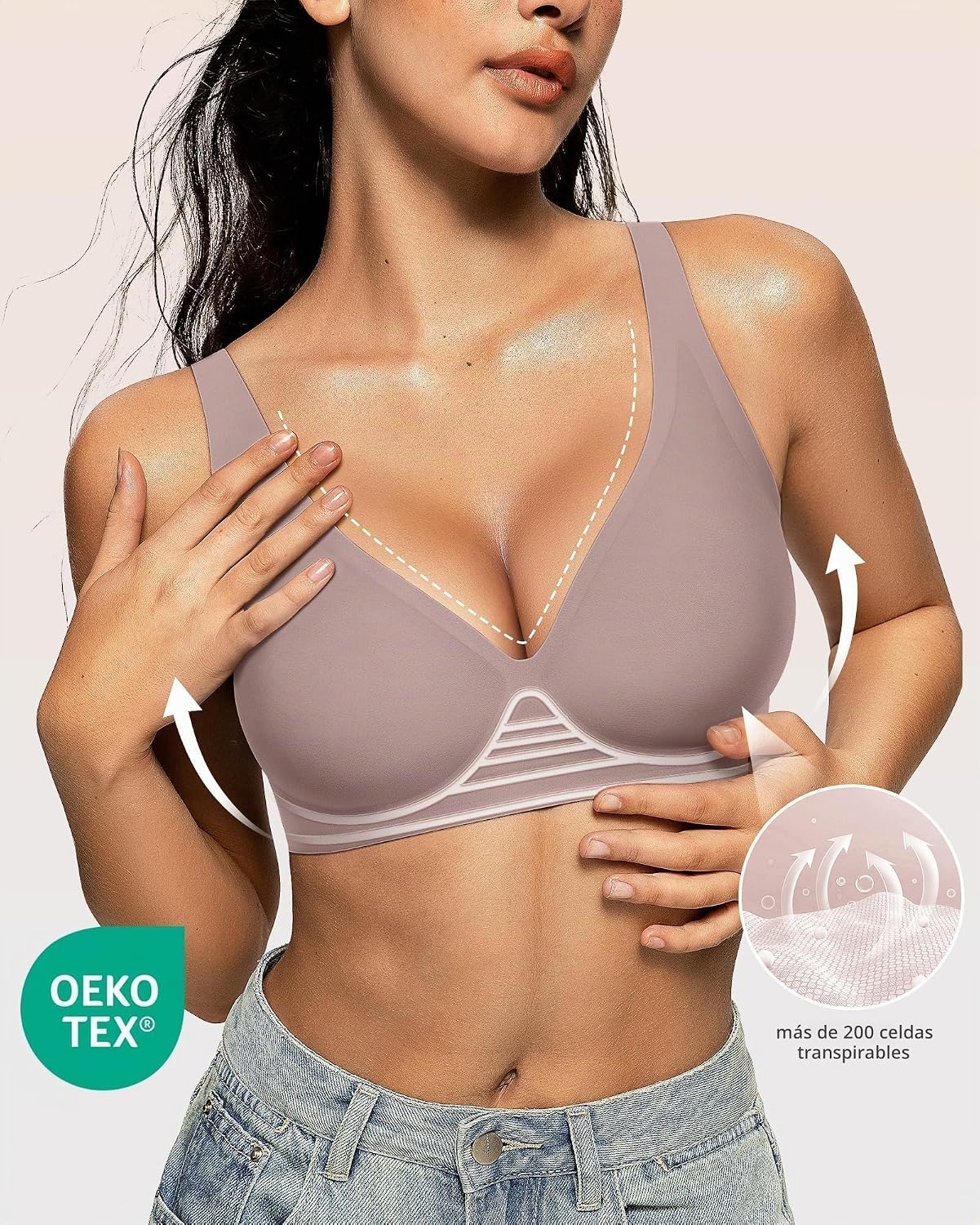 SOSTÉN MUJER OEAK JELLY SIN VARILLAS PUSH UP GRIS - 2