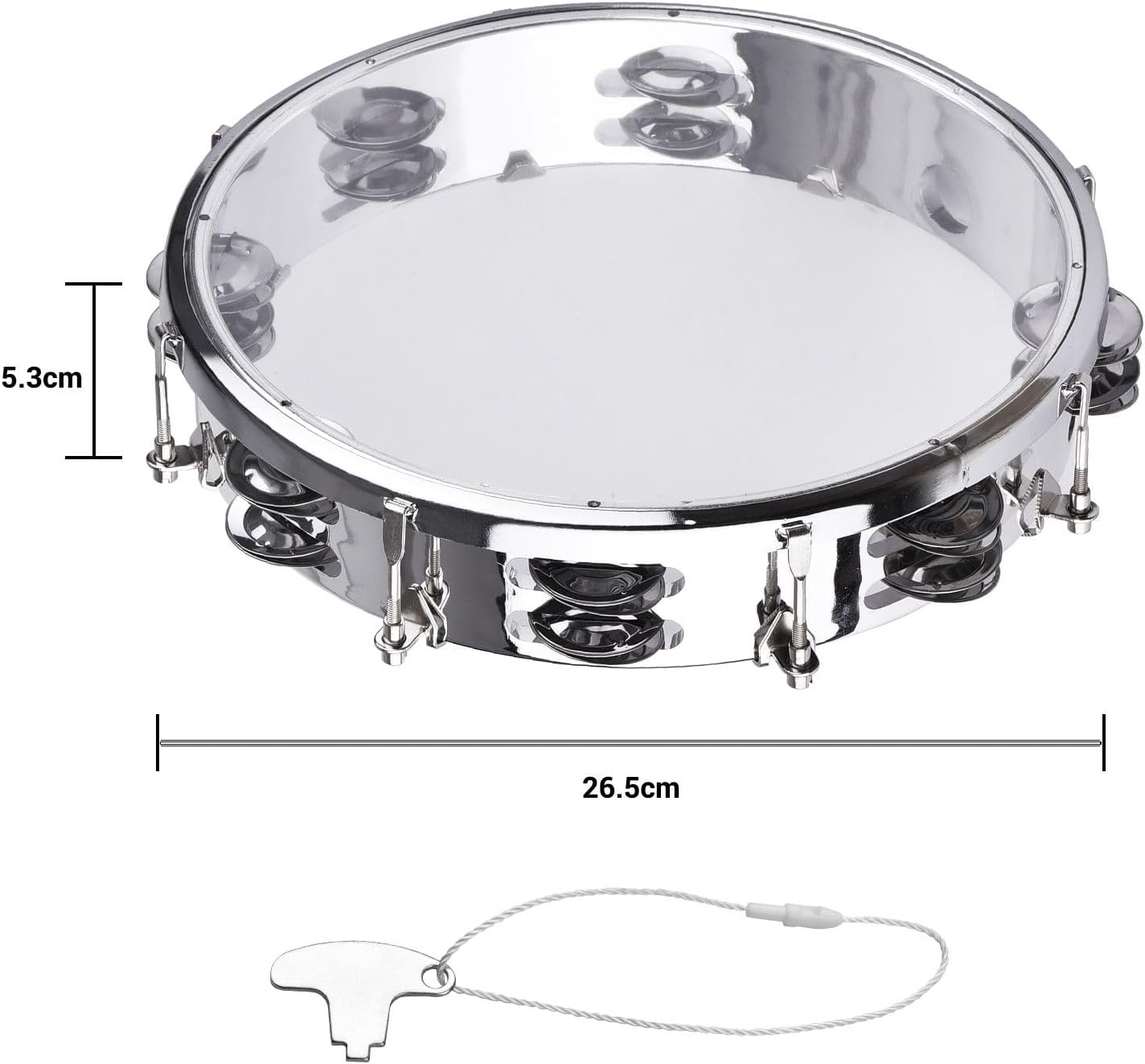 PANDERETA YINHING 10 PULGADAS DOBLE FILA METAL - 3