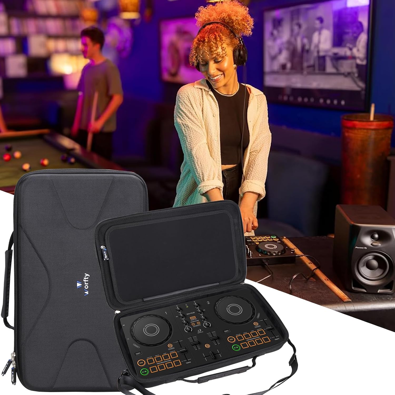 ESTUCHE PARA CONTROLADOR DJ PIONEER DJ ALPHATHETA DDJ-FLX2 / DDJ-200 / DDJ-WEGO4 WORFTY NEGRO - 5