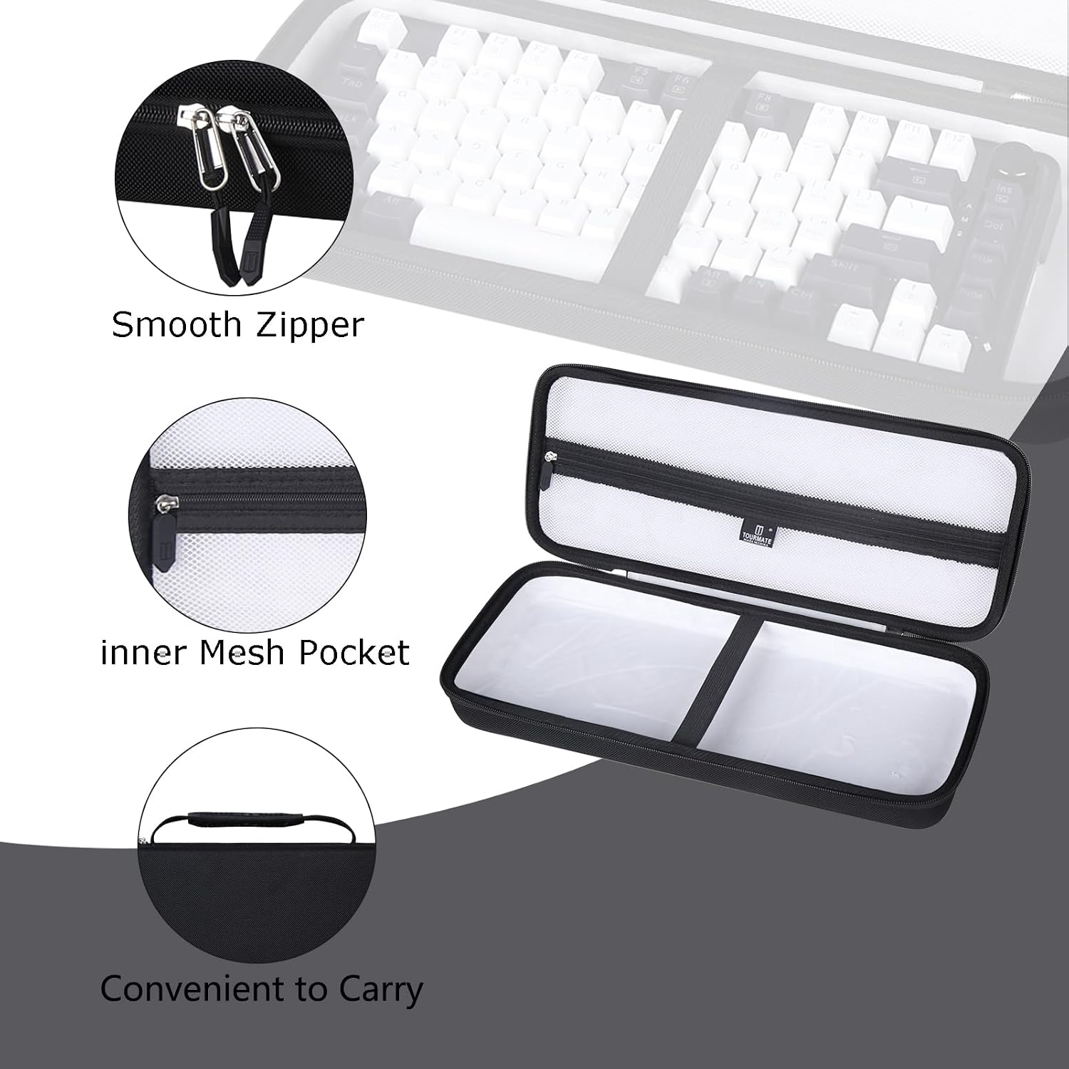 ESTUCHE RÍGIDO TOURMATE PARA TECLADO MECÁNICO KEYCHRON K673 PRO Y OTROS MODELOS - 4